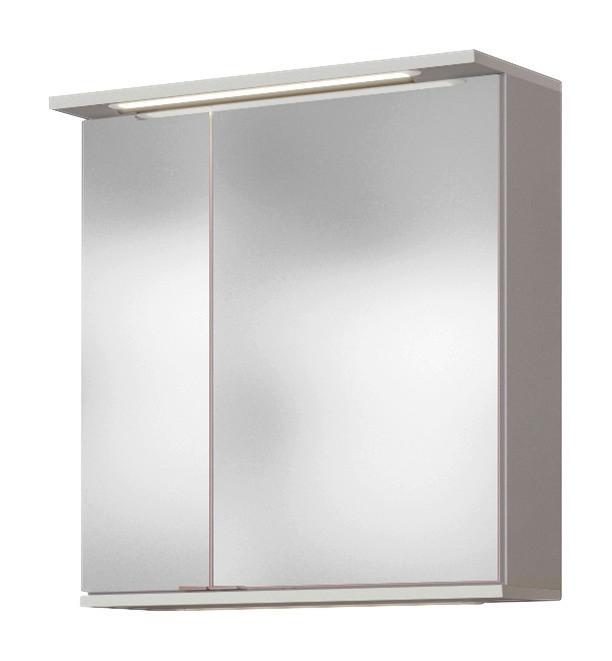 SZAFKA Z LUSTREM LYND - biały/kolor chromowy, Konventionell, materiał drewnopochodny/szkło (60/67/20cm) - Xora