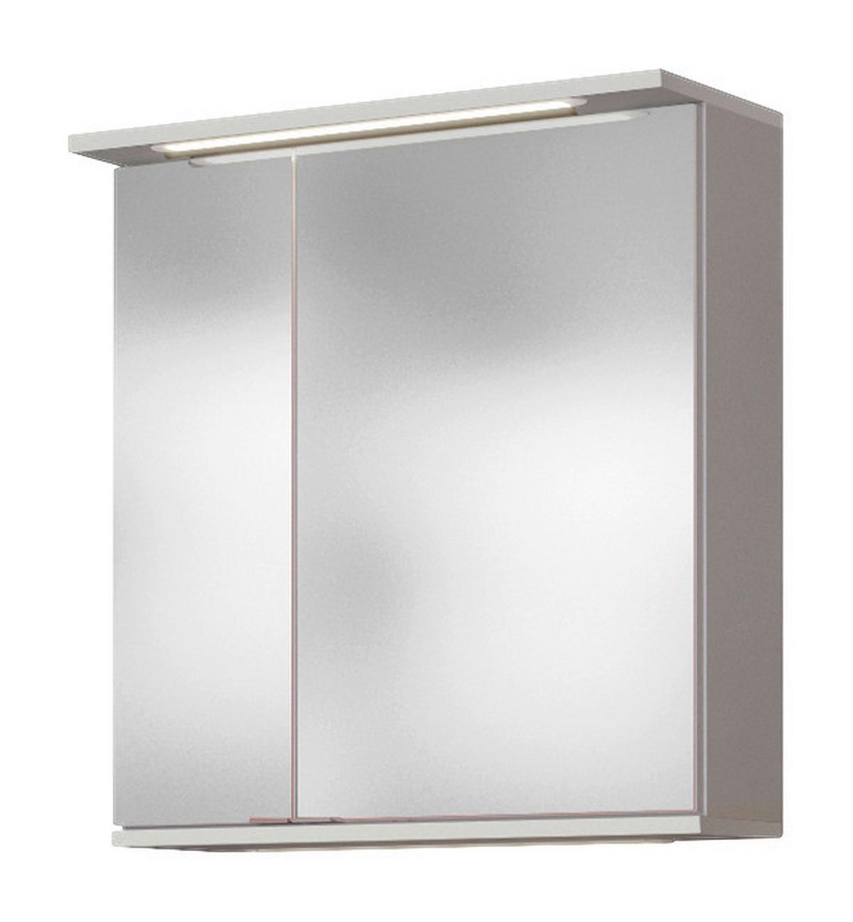 SZAFKA Z LUSTREM LYND - biały/kolor chromowy, Konventionell, materiał drewnopochodny/szkło (60/67/20cm) - Xora