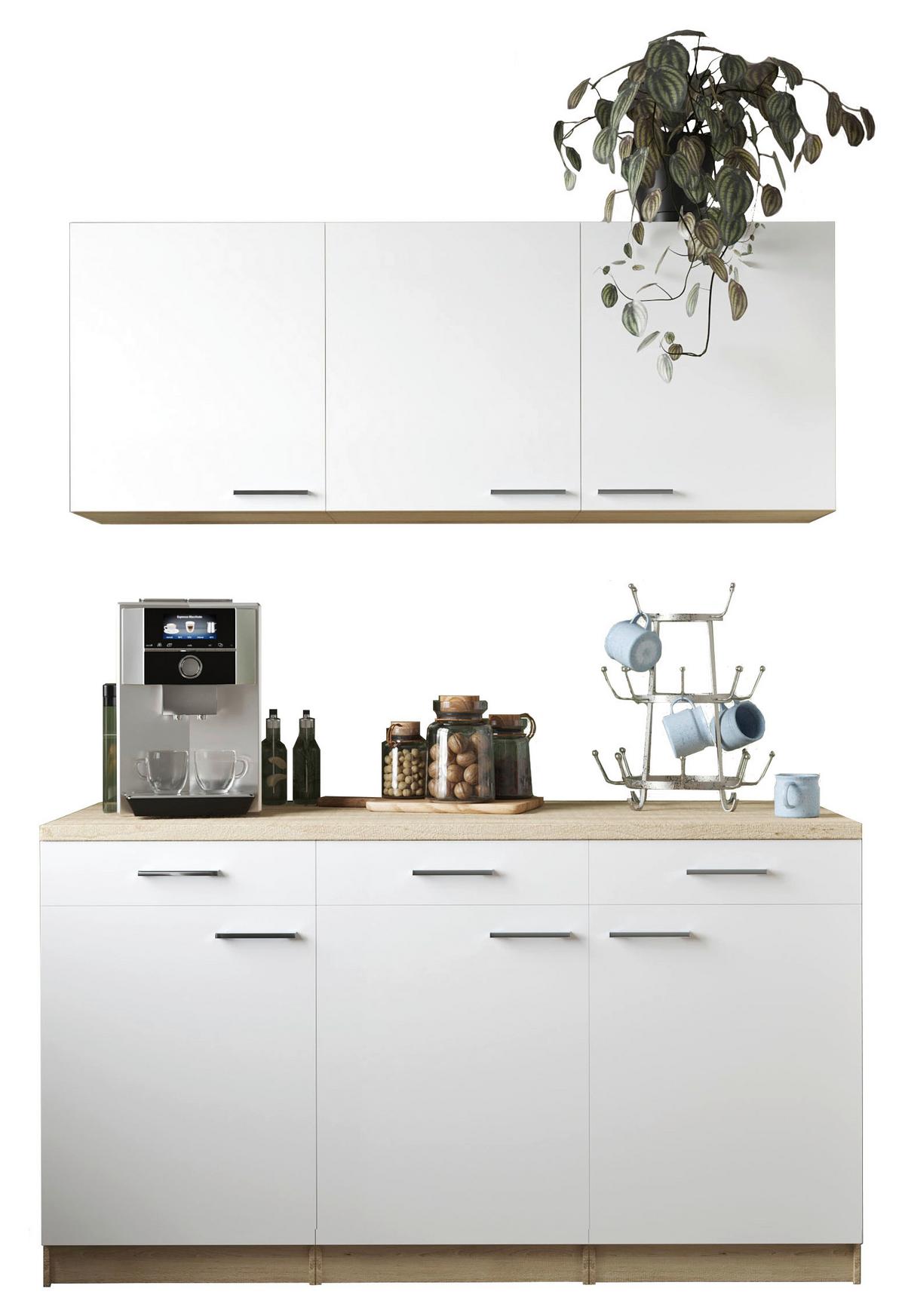 Majhna Kuhinja Merle, 150cm - srebrne barve/barve hrasta, Basics, kovina/leseni material (150cm) - Respekta