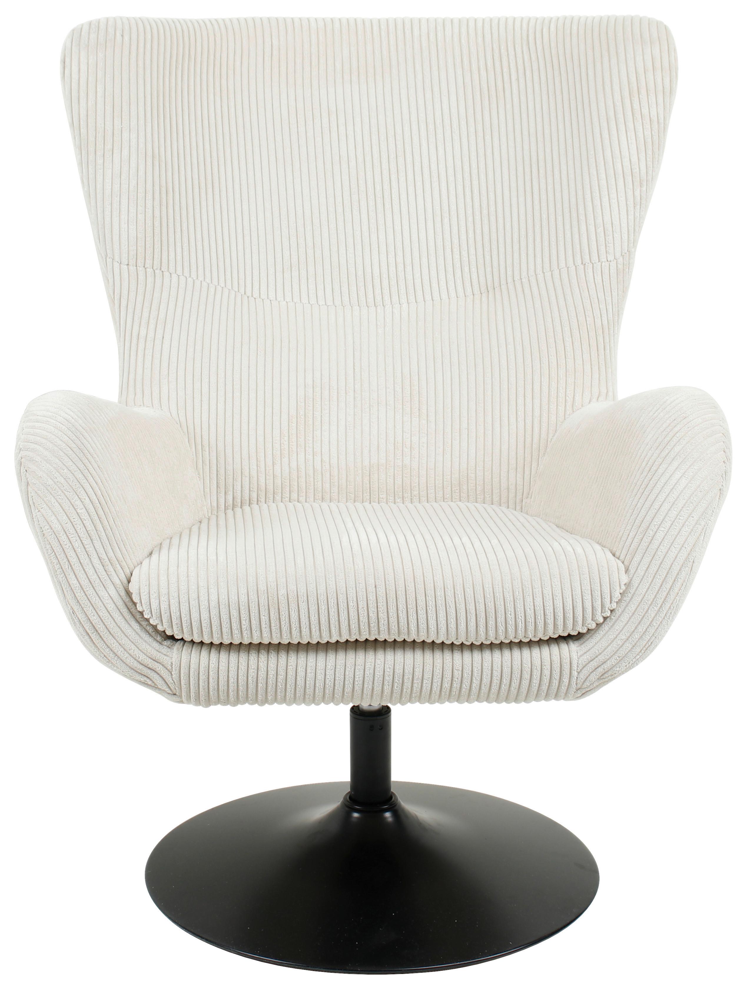 Fotelj Shiba, Krem, Žamet, Vrtljiv - črna/krem barve, Moderno, kovina/tekstil (76/99/87cm) - Mömax