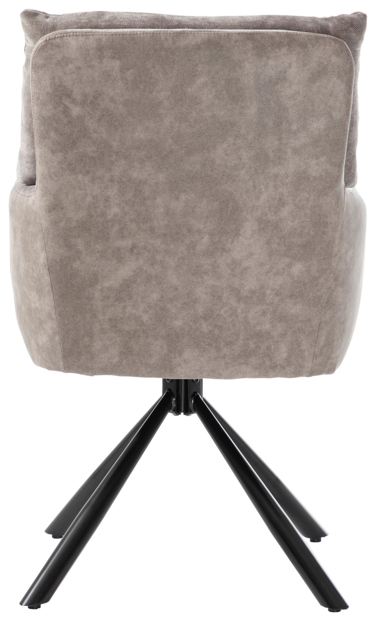 Armlehnstuhl Sophie Grau - Schwarz/Grau, Modern, Textil/Metall (60/93/67cm) - Premium Living