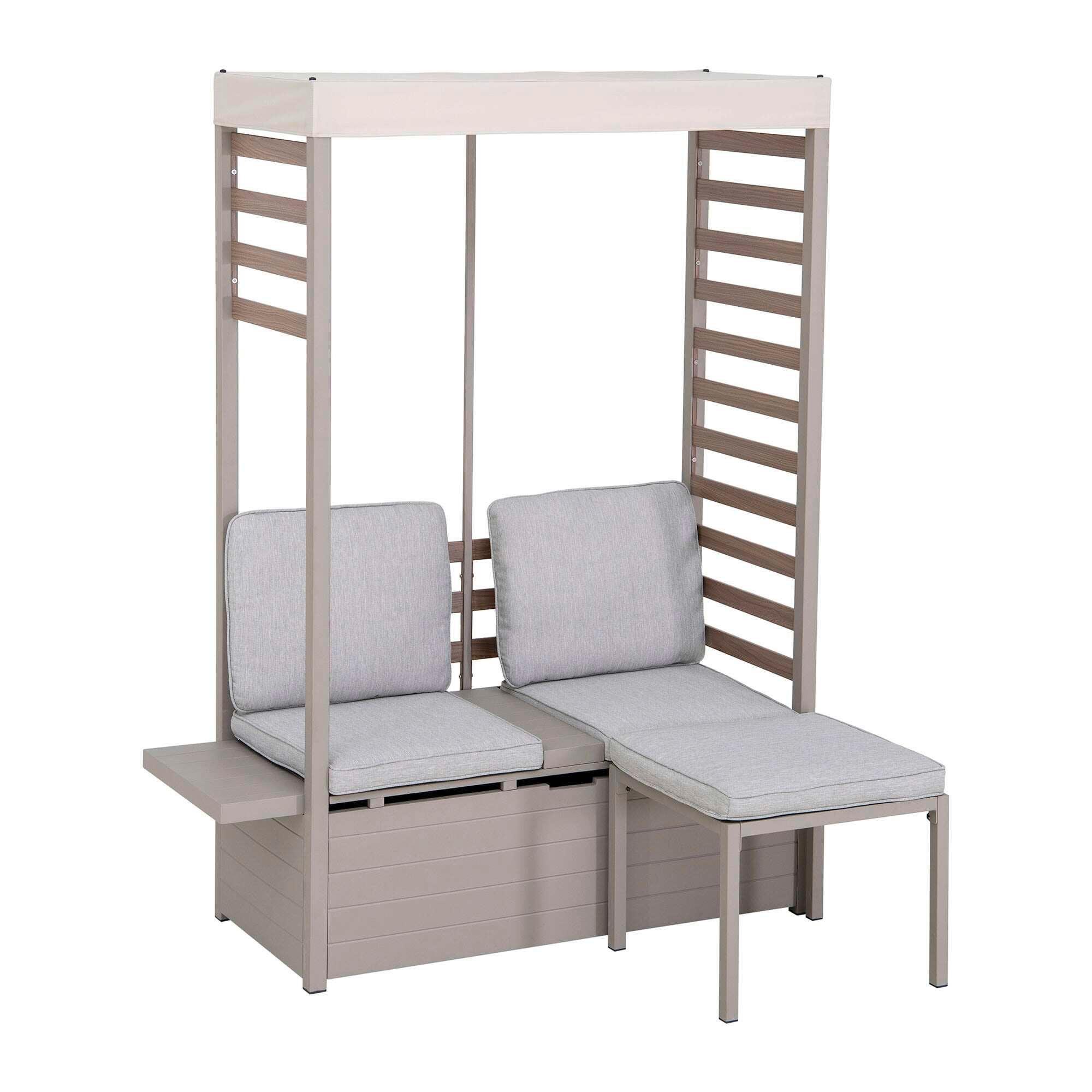 Loungegarnitur Gartensofa Faro Grau/Beige - Beige/Grau, Basics, Textil/Metall (146/191/56,5cm) - Modante