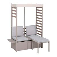 Loungegarnitur Gartensofa Faro Grau/Beige - Beige/Grau, Basics, Textil/Metall (146/191/56,5cm) - Modante