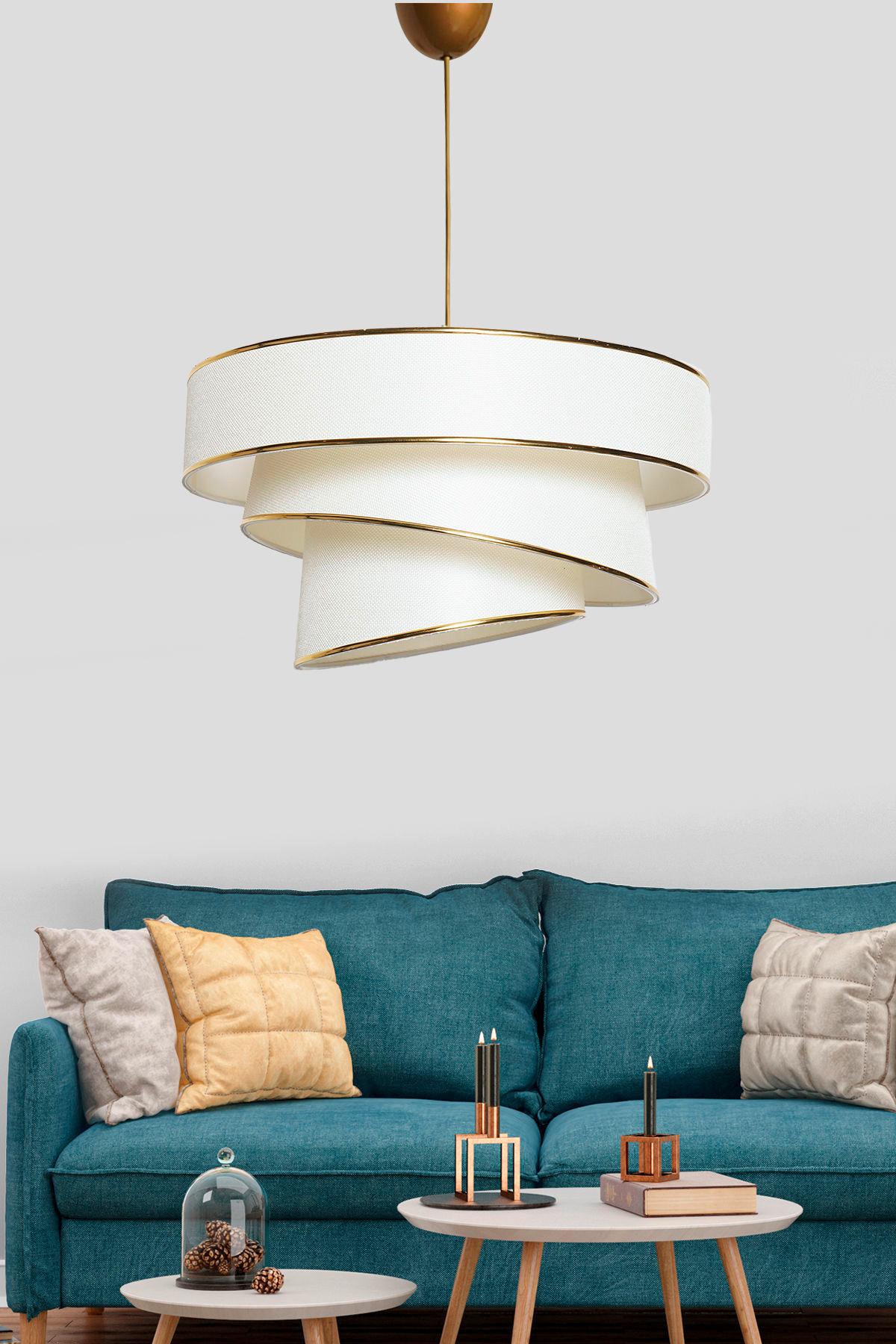 LAMPA WISZĄCA COUPER - biały/kolor złoty, Konventionell, tworzywo sztuczne/metal (40/72cm)