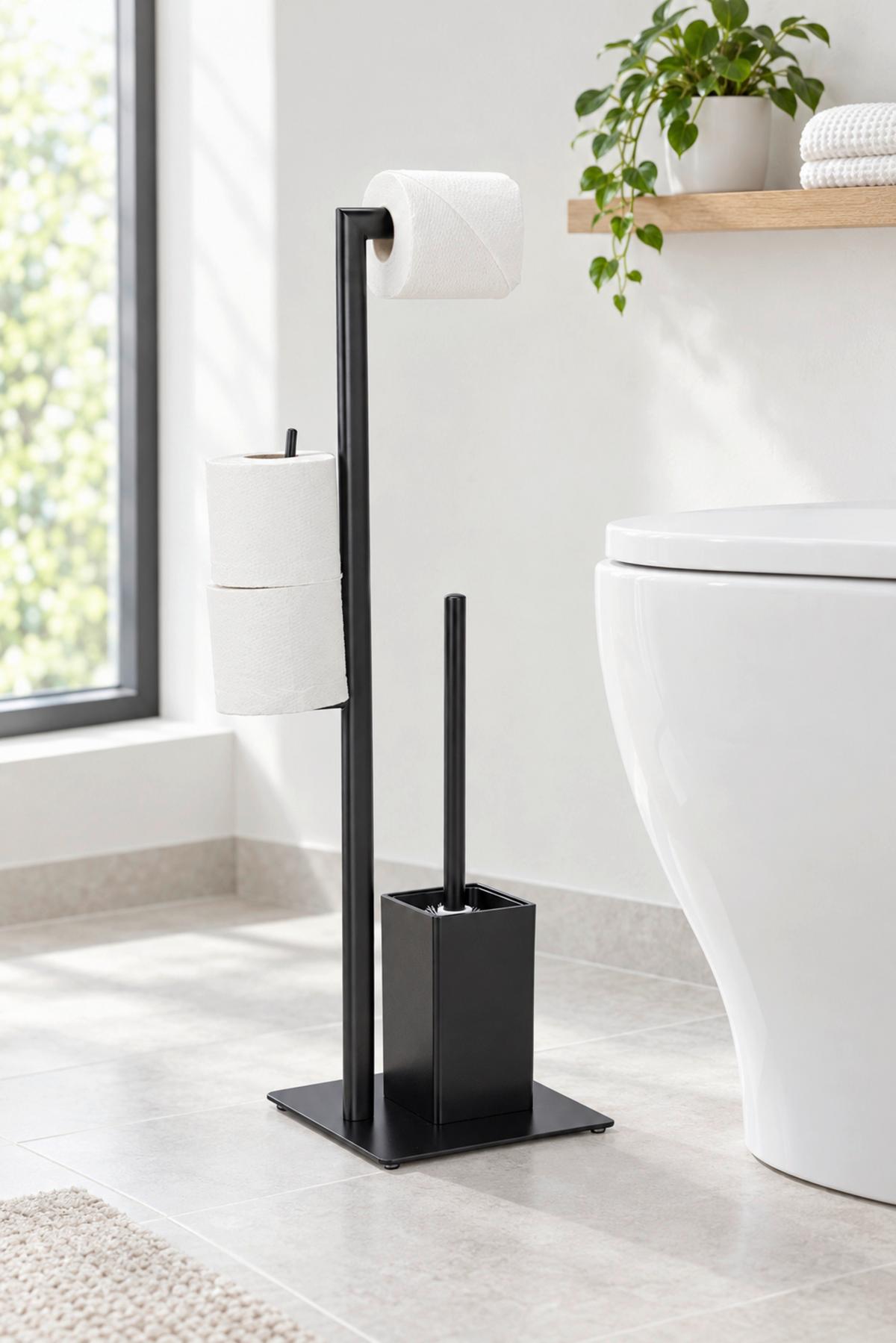 Wc-bürstenkombination Gregotti 2 In Schwarz - Schwarz, Modern, Kunststoff/Metall (20/71/20cm) - Mömax