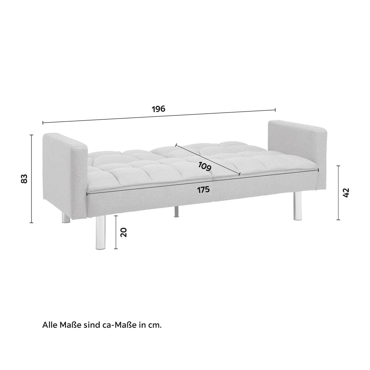 Zofa S Posteljno Funkcijo David, Siva - barve kroma/siva, Moderno, kovina/tekstil (196/83/89cm) - Bessagi Home