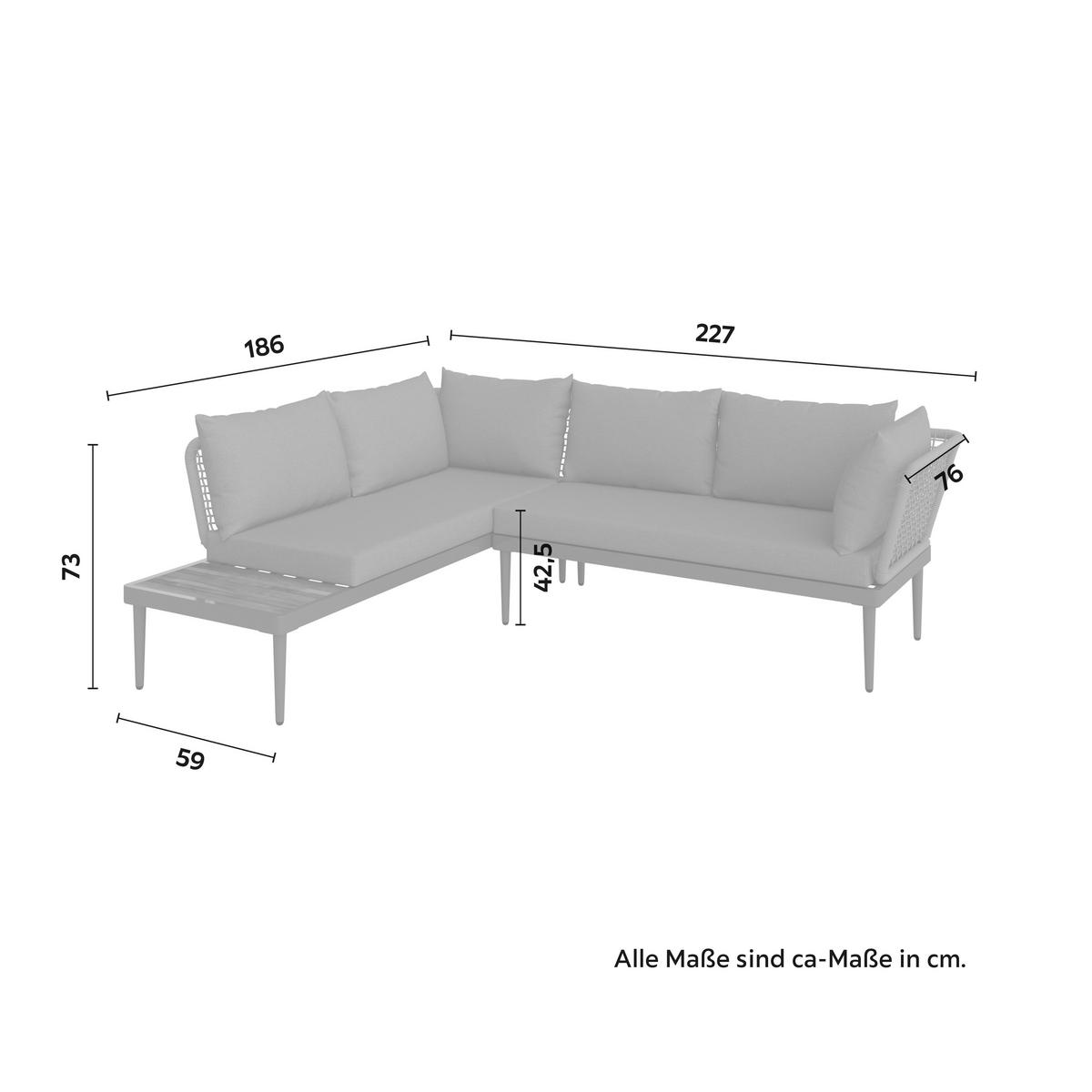 Kerti Garnitúra Sunny - tíkfa színű/szürke, Modern, fa/fém (186/73/76cm) - Mömax