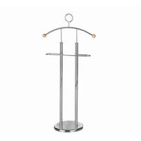 Herrendiener in Chromfarben - Chromfarben/Buchefarben, KONVENTIONELL, Holz/Metall (28/113cm) - Mömax