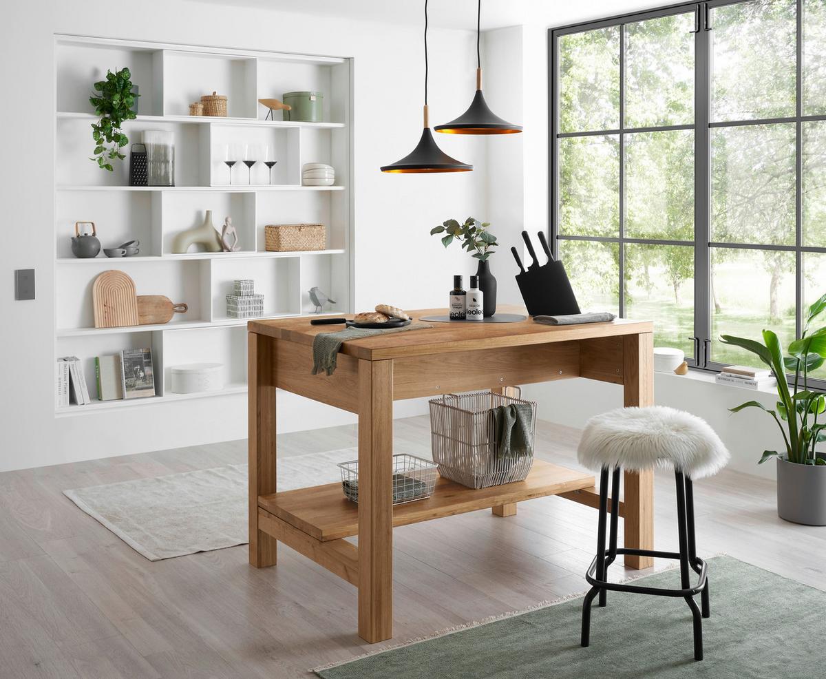 Kücheninsel Ponza I 122 o. Geräte Eiche - Eichefarben, Basics, Holz (120/91/90cm) - P & B