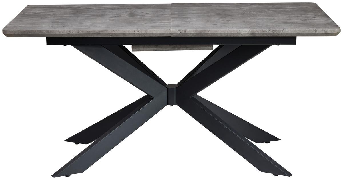 Jedilna Miza Leif, Videz Betona, 160-200x90 Cm - siva/črna, Konvencionalno, kovina/leseni material (160-200/90/76cm) - MID.YOU