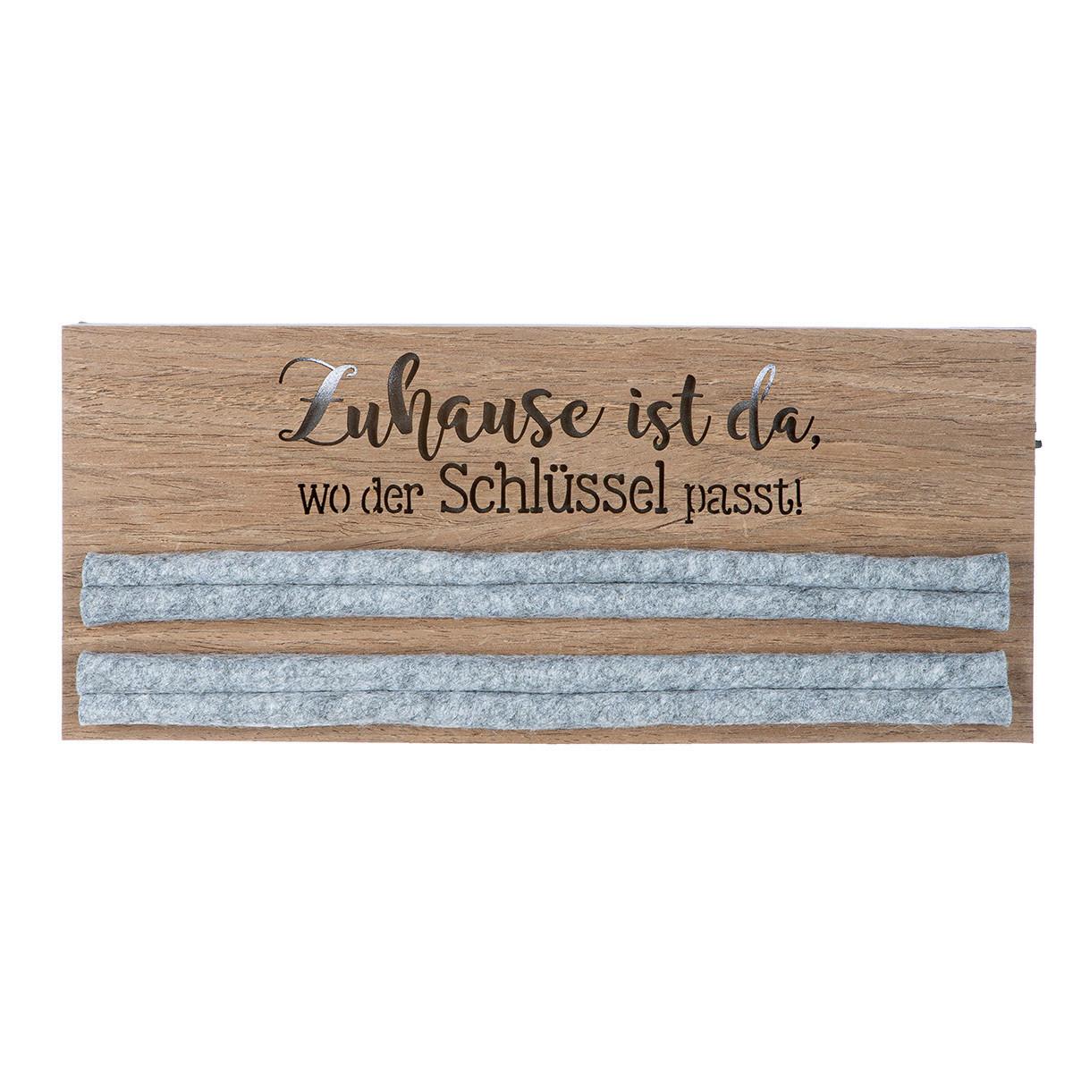 Schlüsselhalter Hellgrau/Braun - Hellbraun/Hellgrau, Basics, Holzwerkstoff/Textil (34/14/3cm)