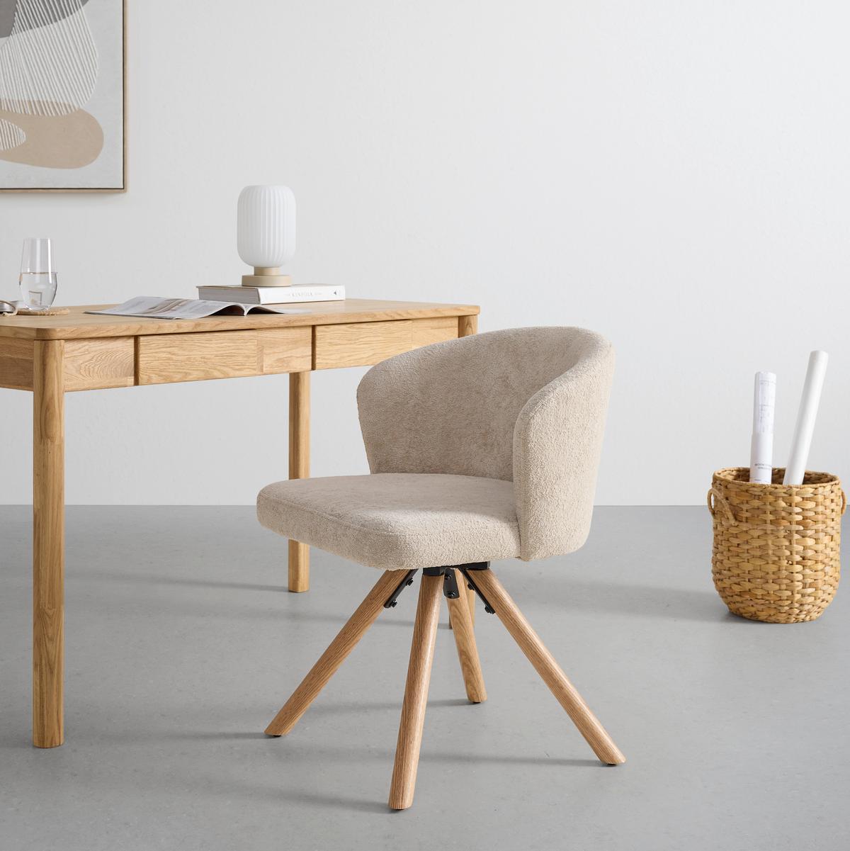 Stuhl Frida Beige/eichefarben - Eichefarben/Beige, Modern, Holz/Textil (57/76/57cm) - Mömax