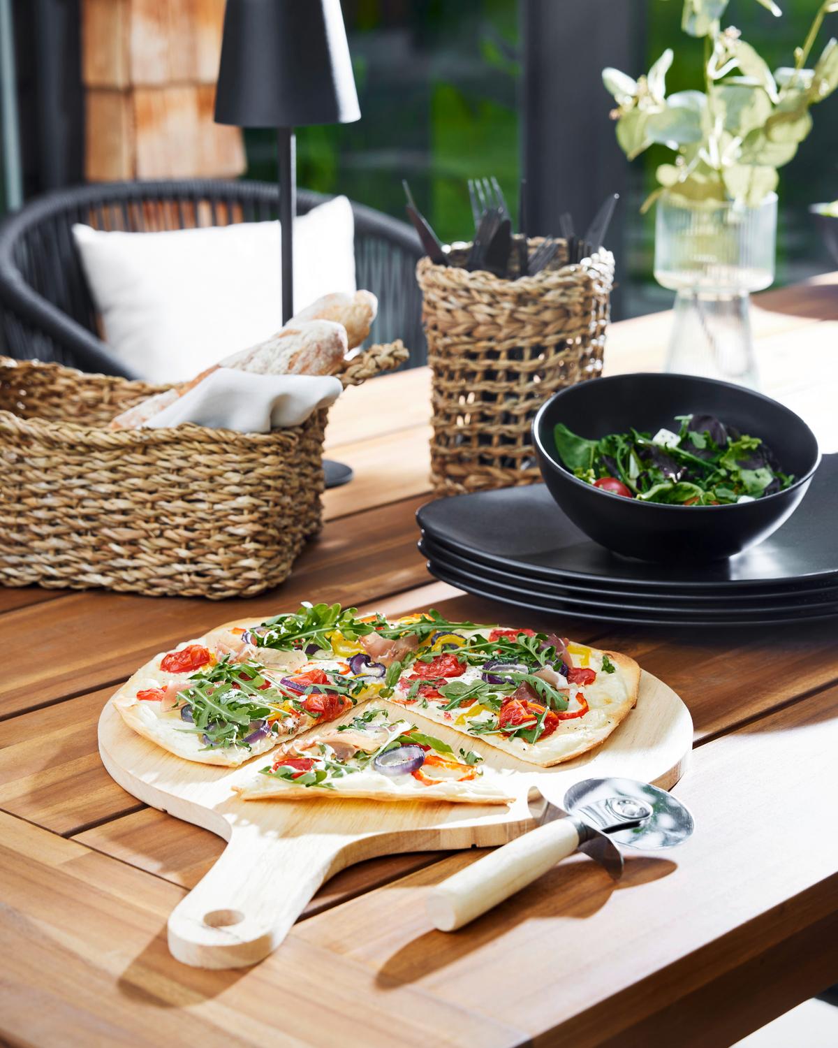 Pizzaszett Salvatore - natúr színű, Modern, fa/fém (32cm) - Zandiara