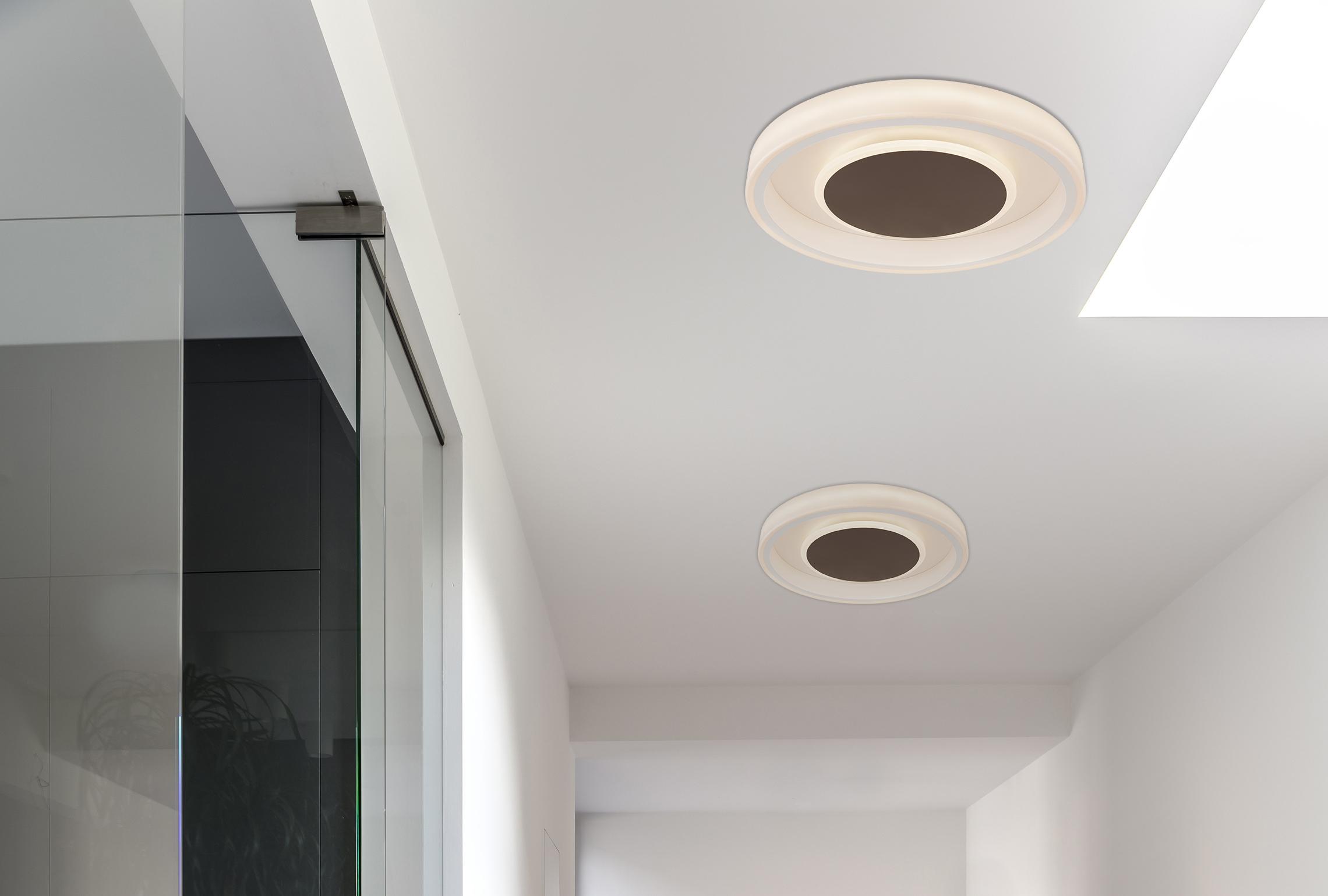 Deckenleuchte Goffi in Weiß max. 40 Watt - Opal/Braun, KONVENTIONELL, Kunststoff/Metall (50/9cm) - Globo