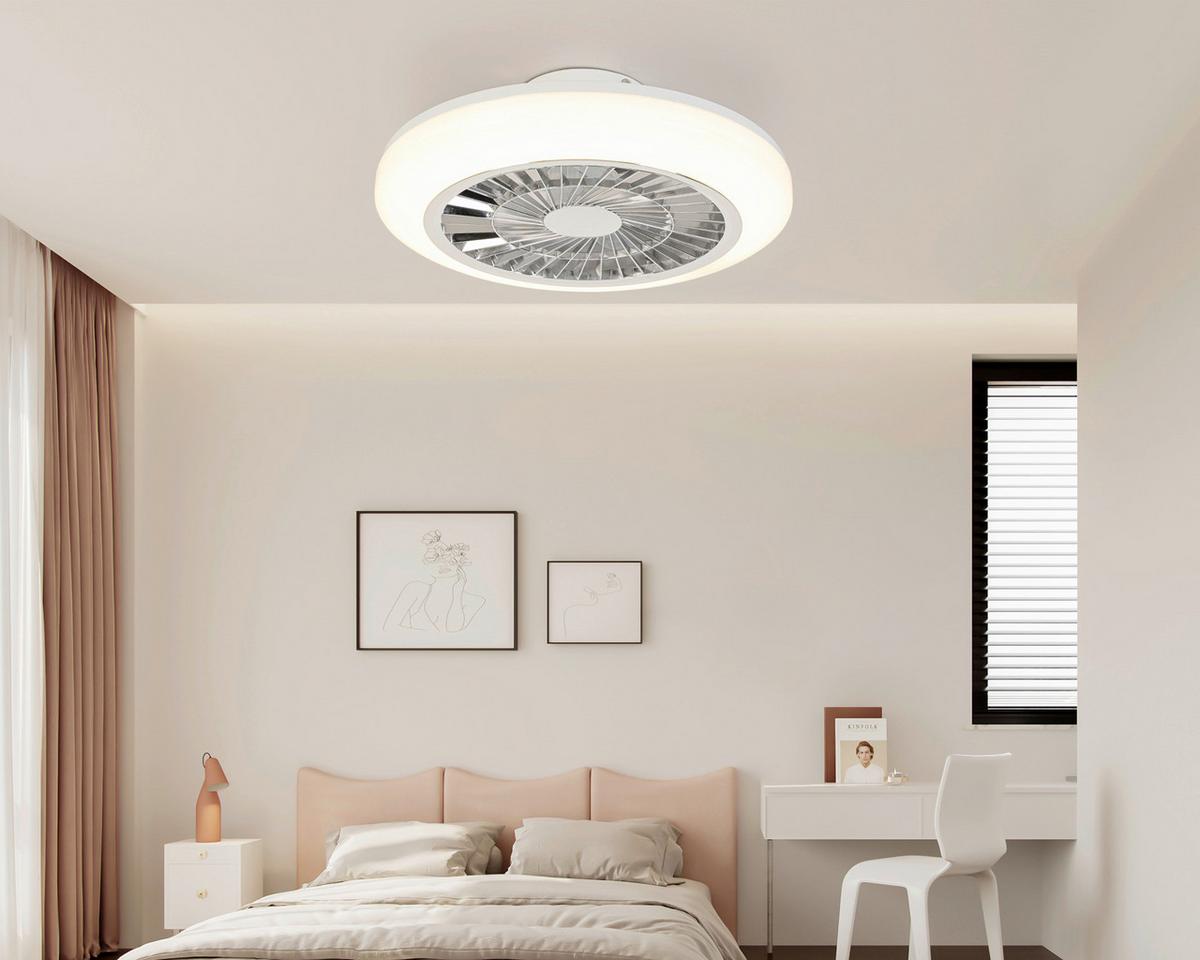 WENTYLATOR SUFITOWY ANGELA - biały/przezroczysty, Trend, tworzywo sztuczne (45/16cm) - Novel