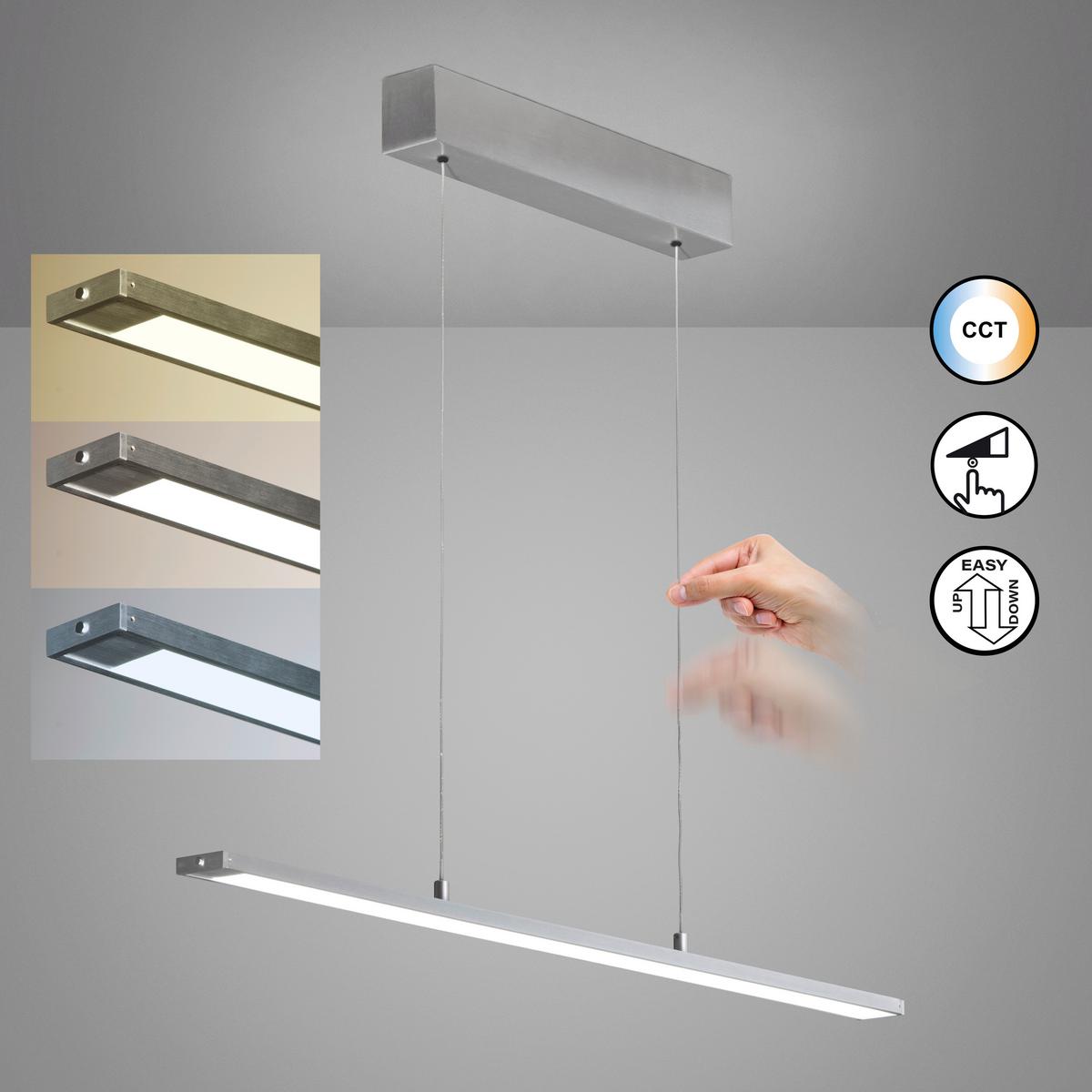 LAMPA WISZĄCA LED 61162 MARLO - kolor aluminiowy, Design, metal/szkło (6/90cm) - Fischer & Honsel