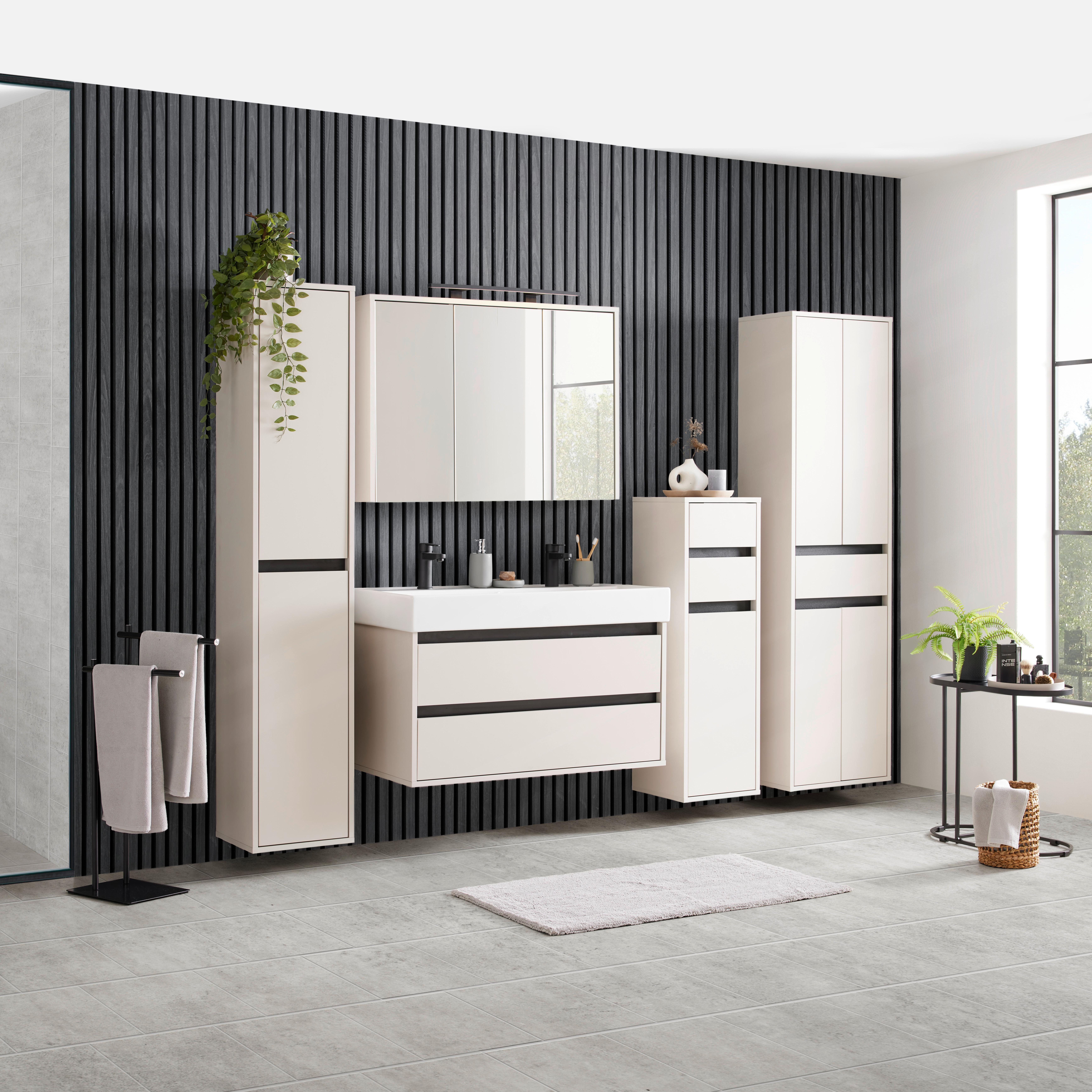 Seitenschrank Sophia Kaschmirfarben - Kaschmir/Schwarz, MODERN, Holzwerkstoff (35/120/33cm) - Mömax