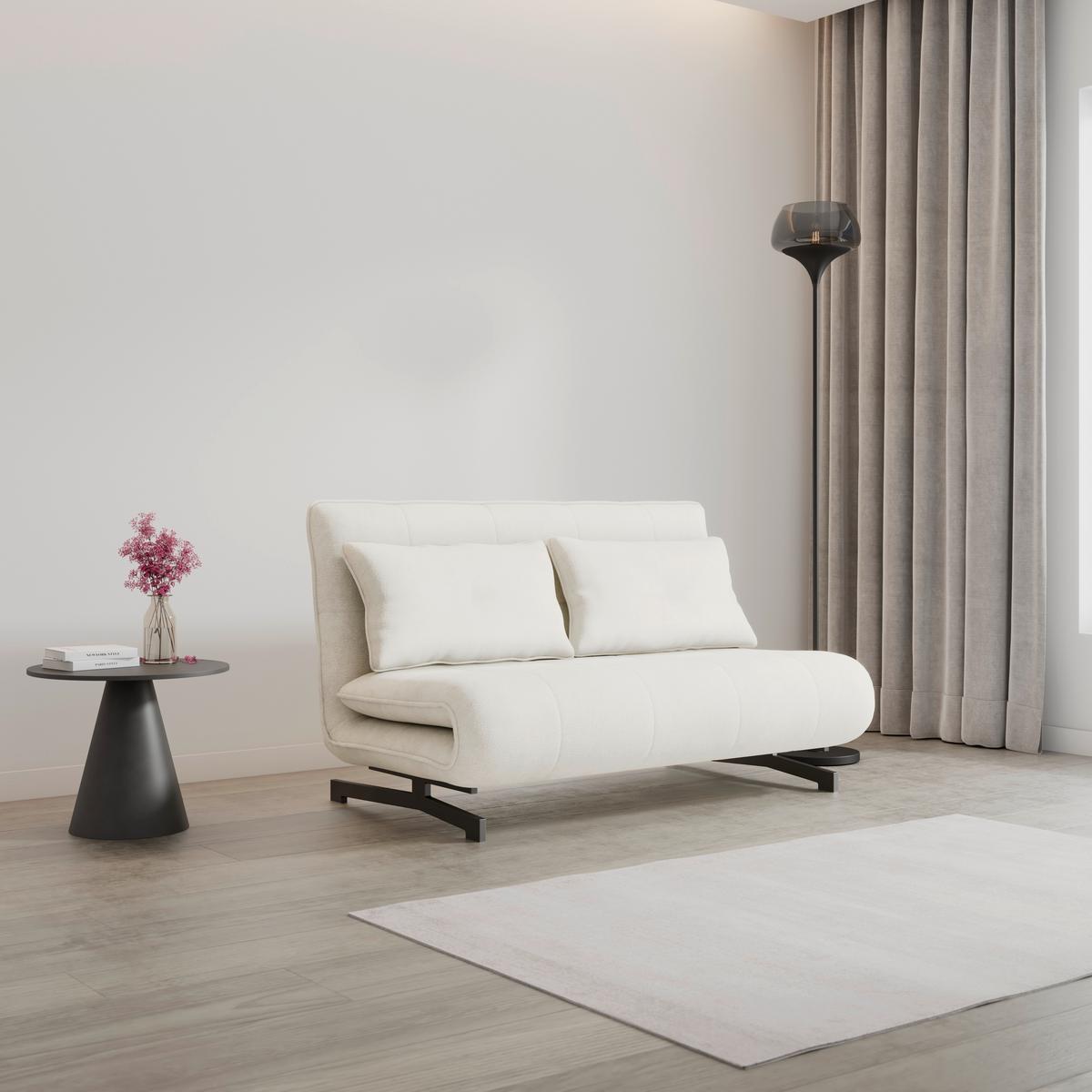 Kanapéágy Luna - fekete/fehér, Modern, textil/fém (142/40/62cm) - Bessagi Home