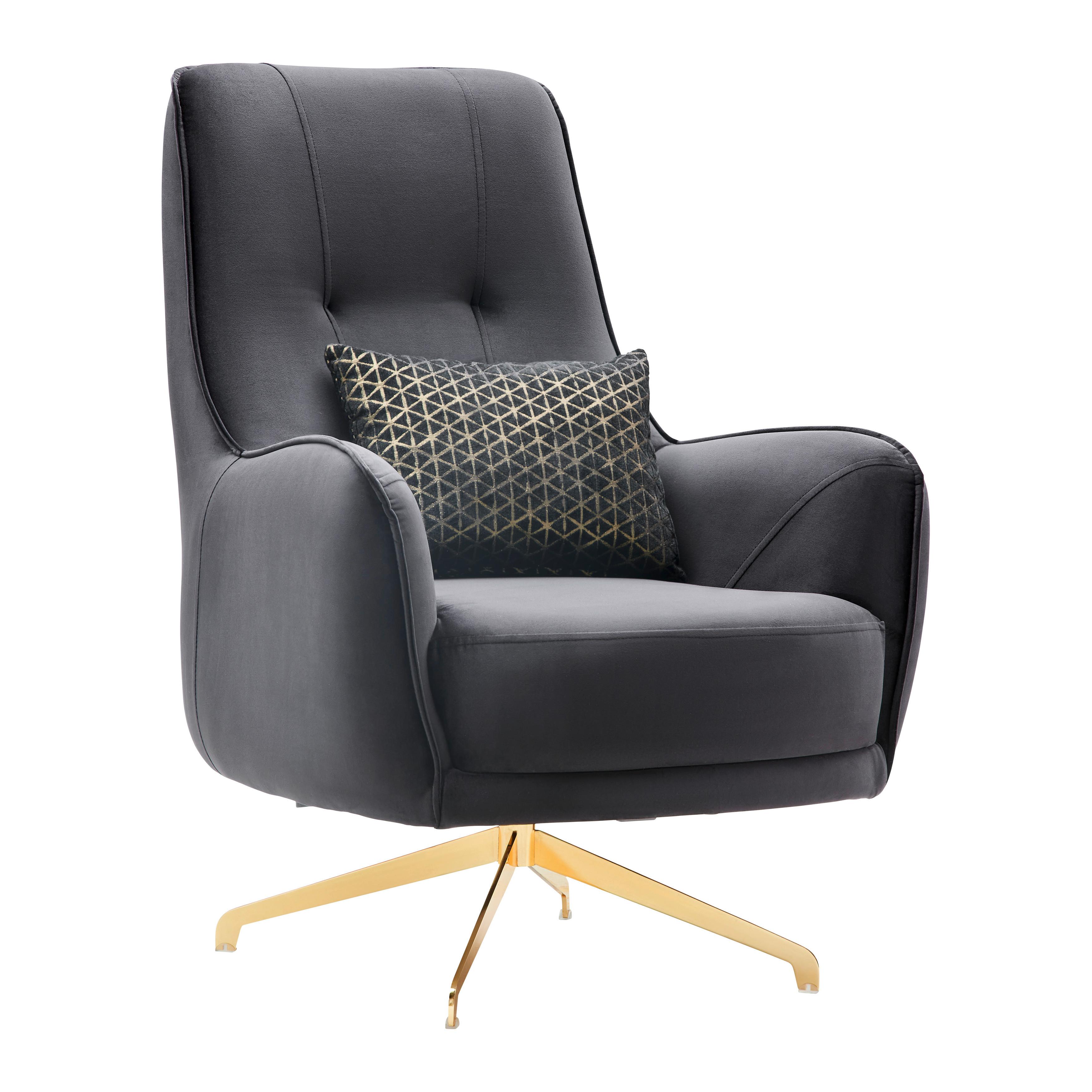 Sessel Aile in Schwarz/Goldfarben - Schwarz, LIFESTYLE, Textil/Metall (80/100/85cm) - Based