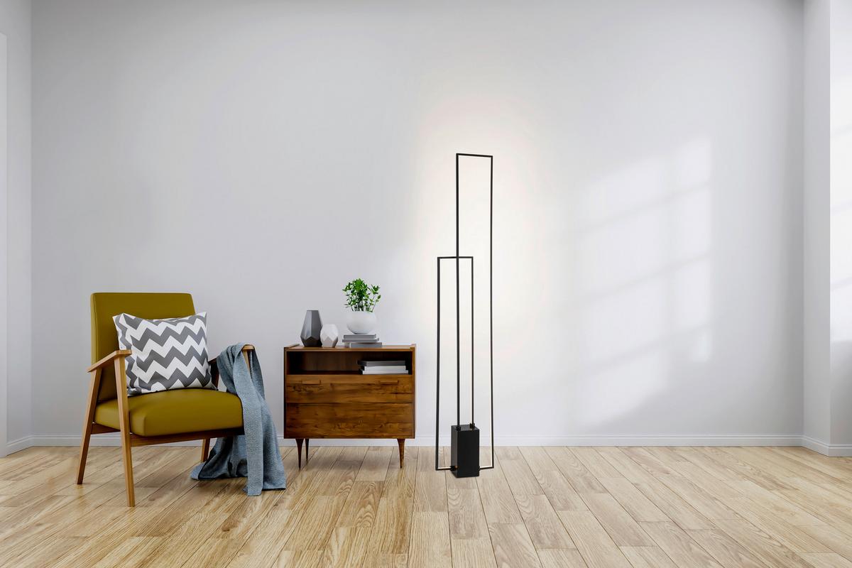 Led Állólámpa Aveline - fekete, Modern, műanyag/fém (24/10/138cm) - Premium Living