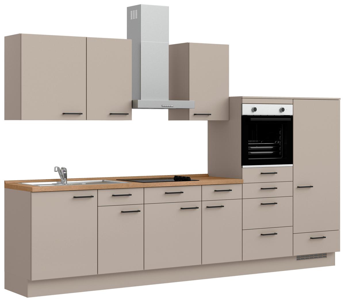 Küchenleerblock Easytouch Low o. Geräte Sandfarben - Sandfarben/Eichefarben, MODERN, Holzwerkstoff/Metall (330cm) - Nobilia