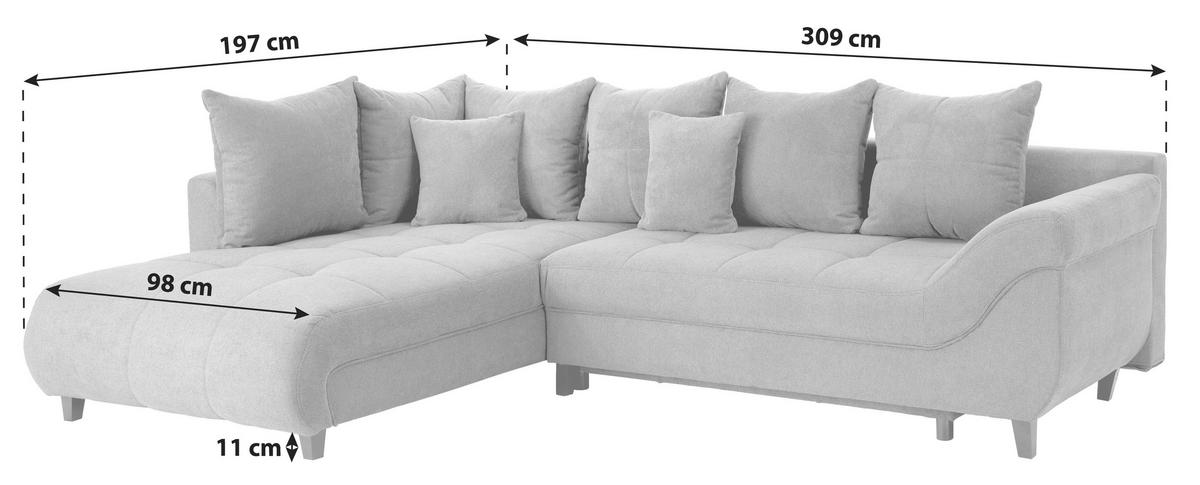 Kutna Garnitura Mendoza - crvena/crna, Design, tekstil/drvo (197/309cm) - Modern Living