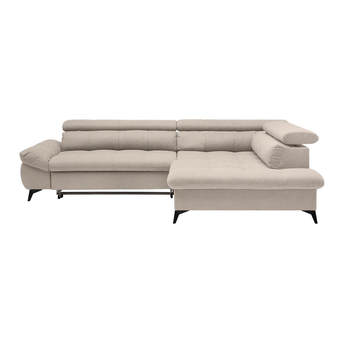 Wohnlandschaft Alberto Beige - Beige/Schwarz, MODERN, Textil/Metall (296/201cm) - Mömax