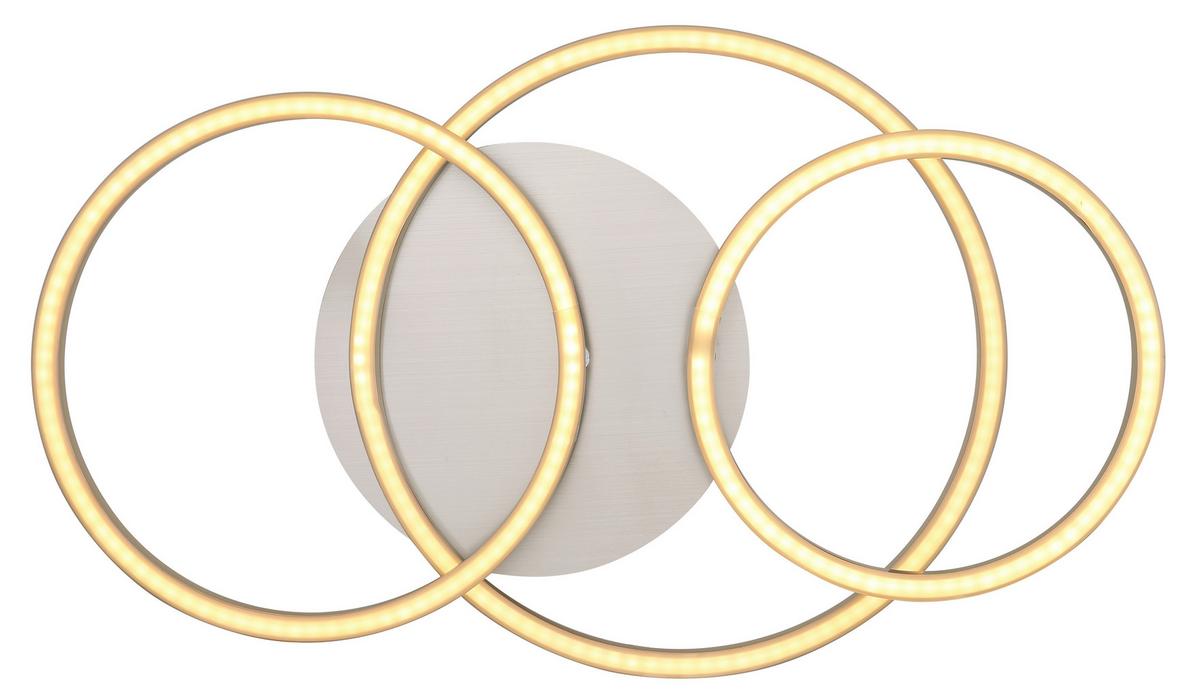 Stropna Led-svetilka Kendy, S Sijalko - barve niklja/bela, Basics, kovina/umetna masa (50/30/9,5cm) - Globo