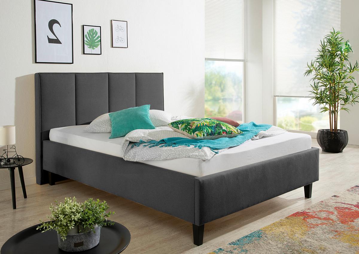 Polsterbett Avola Anthrazit ca. 140x200 cm - Anthrazit/Schwarz, MODERN, Holz/Textil (140/200cm) - Livetastic