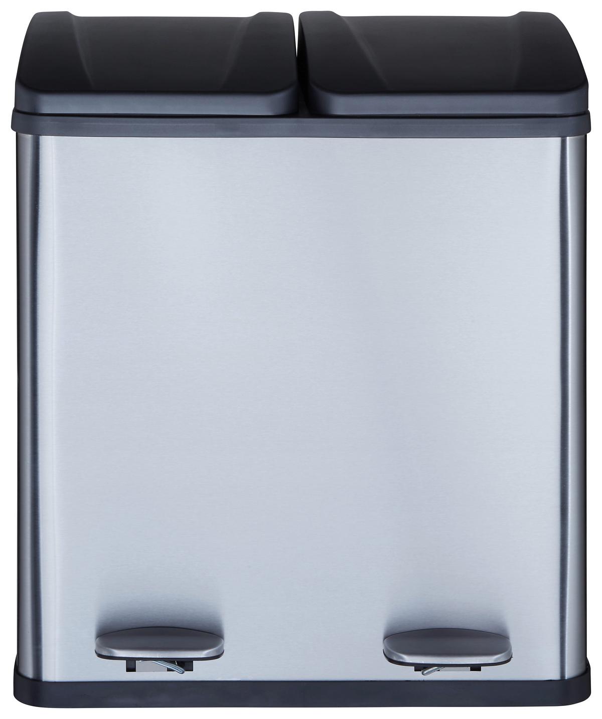 Treteimer Trash ca. 40l - Silberfarben/Schwarz, MODERN, Kunststoff/Metall (46,3/37,1/52,6cm) - Mömax