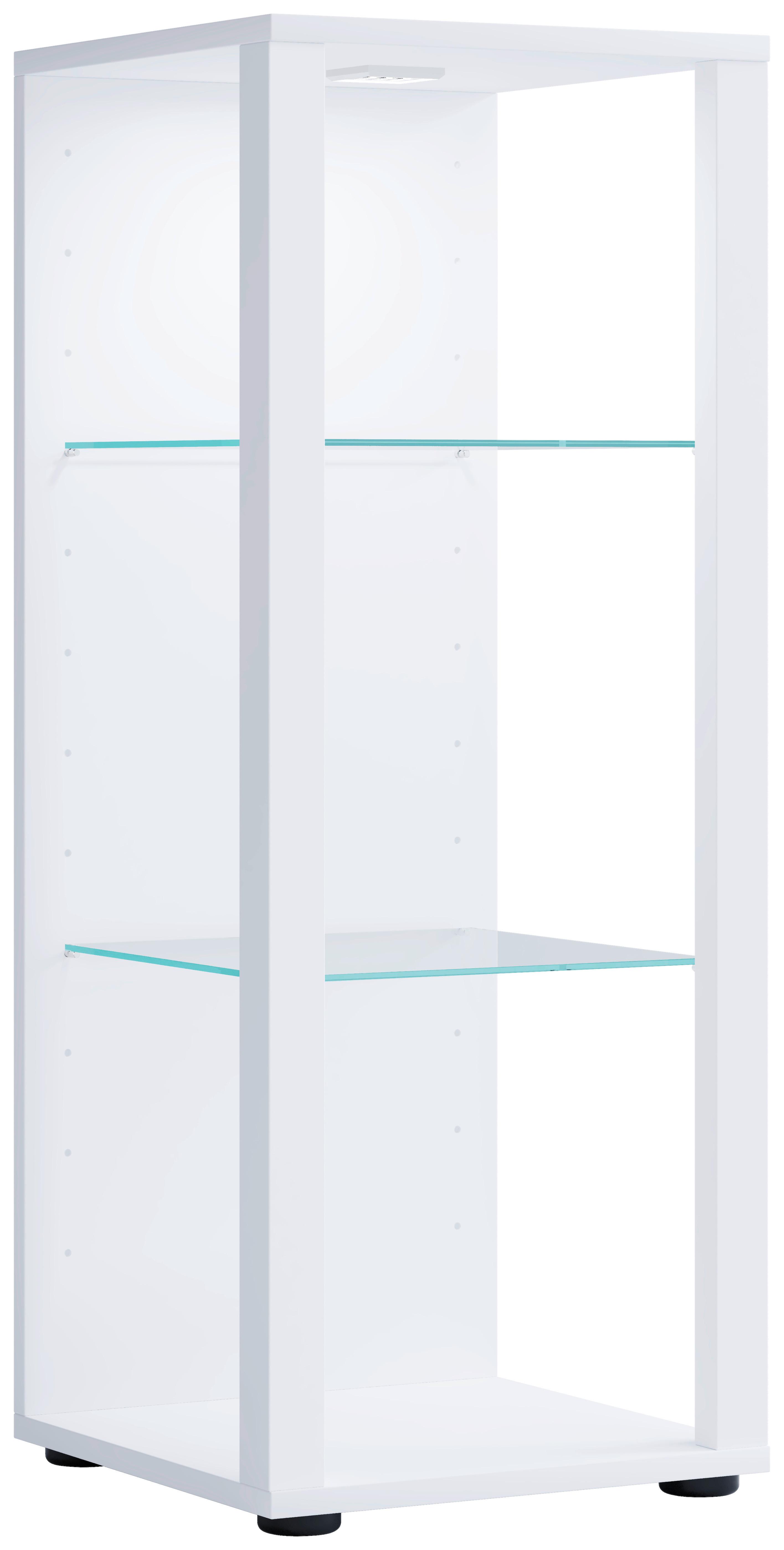 Vitrina Glasol M, Bela - črna/bela, Moderno, umetna masa/steklo (35/90/35cm) - MID.YOU
