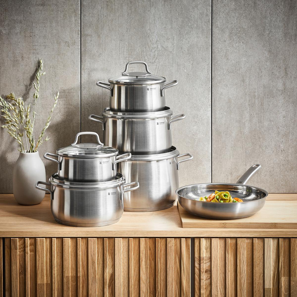 ZESTAW GARNKÓW 0739166030 WMF - kolor stalowy/przejrzysty, Basics, metal/szkło - WMF