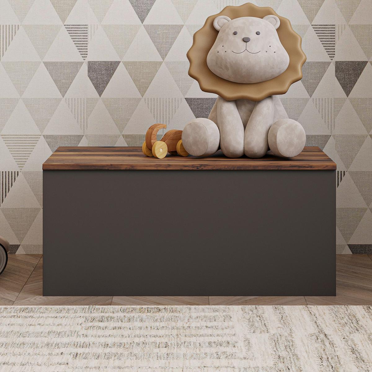 Truhe Florya Aufbewahrungsschrank - Eichefarben/Anthrazit, Design, Holz (45/45,5/90cm) - Livetastic