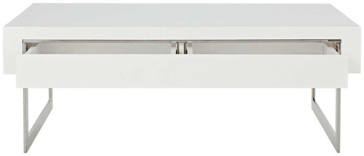 STOLIK KAWOWY COOPER - biały wysoki połysk/biały, Basics, materiał drewnopochodny/metal (110/40/70cm) - MID.YOU