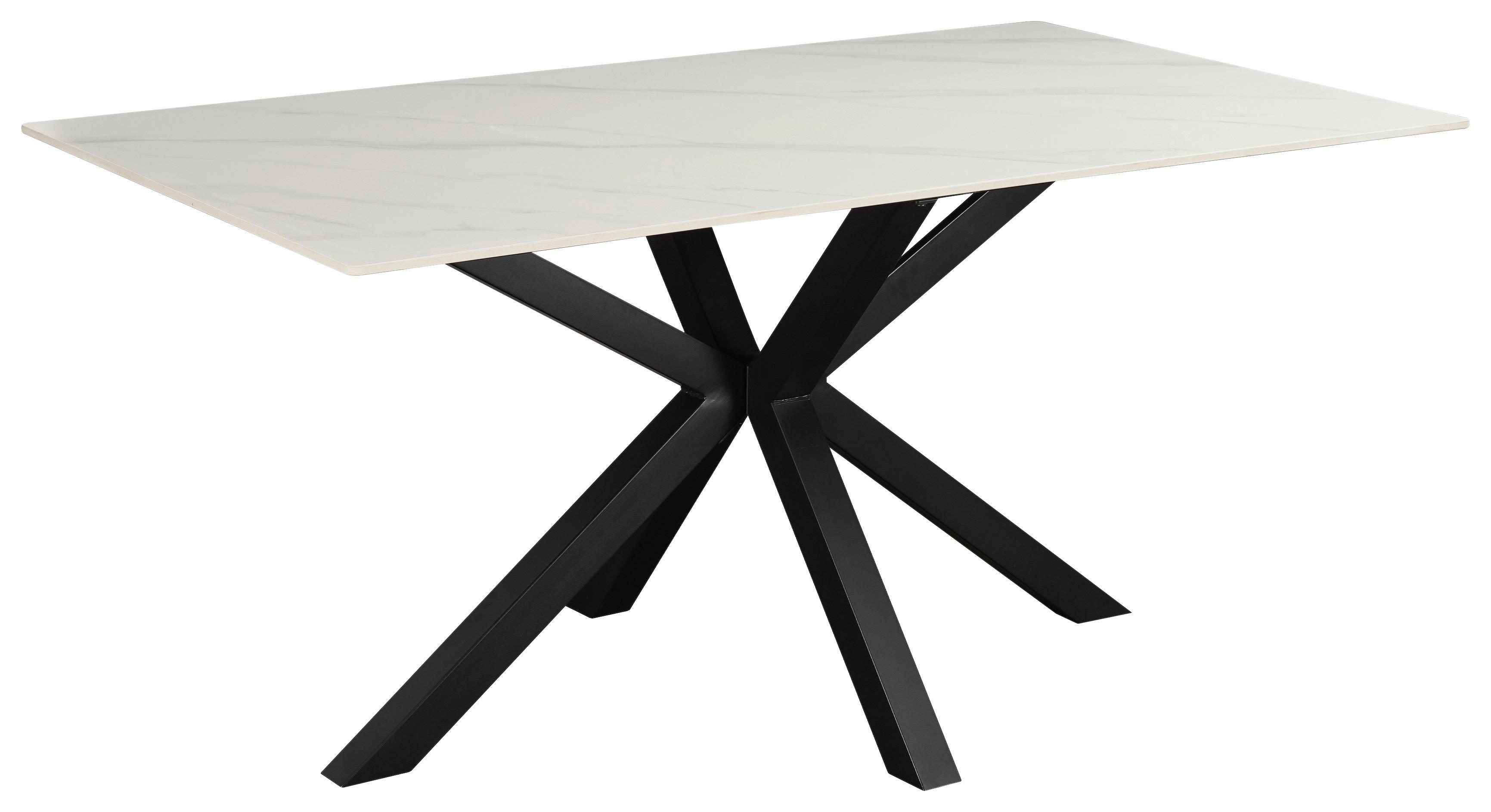 Jedilna Miza Romana, 160x70cm - črna/bela, Moderno, kovina/keramika (160/90/76cm) - MID.YOU