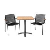 Balkon-Set Mood Cafe Anthrazit/Teak 3er-Set - Anthrazit/Schwarz, Natur, Holz/Kunststoff (105/74/70cm) - Gardenson
