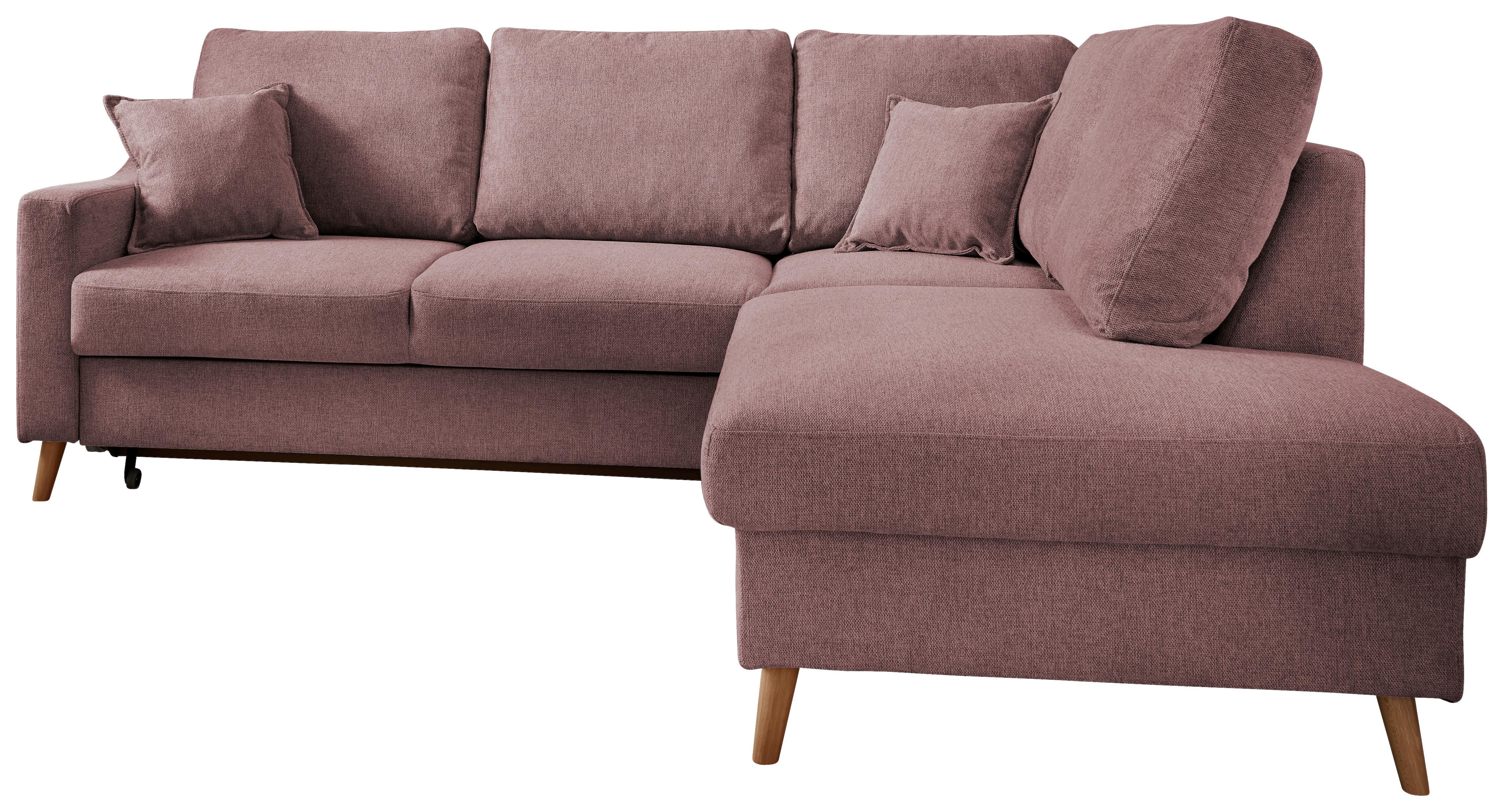 Wohnlandschaft Valentina Rosa Struktur - Rosa/Naturfarben, KONVENTIONELL, Holz/Textil (230/200cm) - P & B