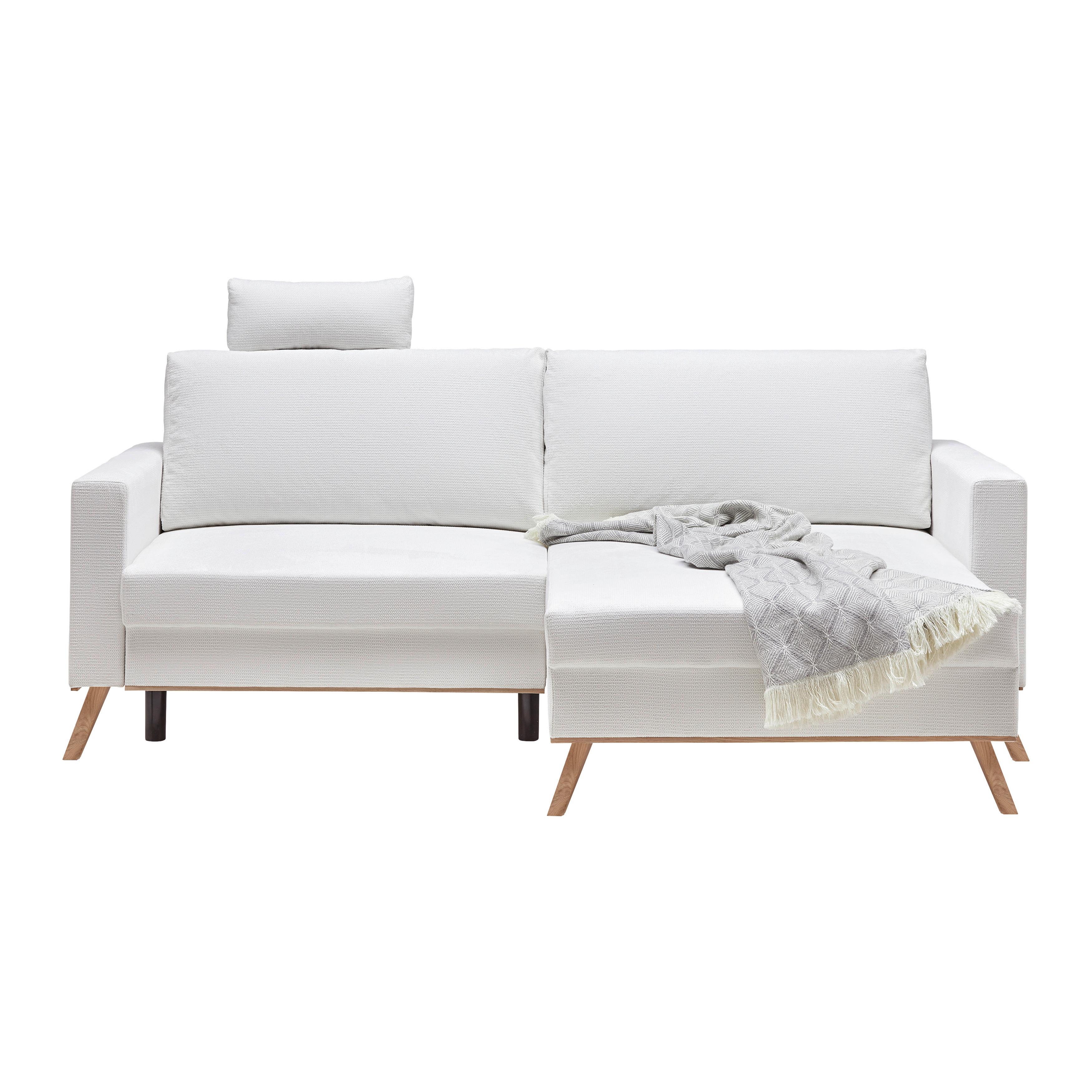 Wohnlandschaft Rio Weiß - Eichefarben/Weiß, MODERN, Holz/Textil (222/94/152cm) - Mömax