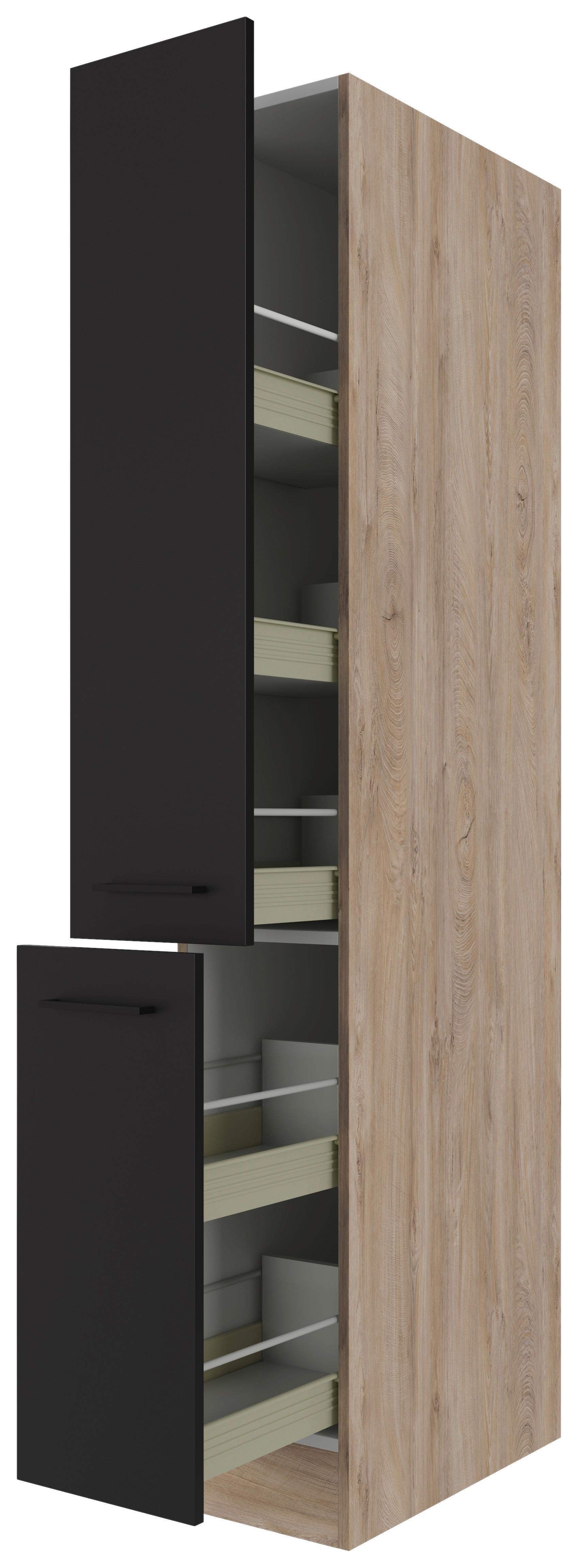 Izvlečna Omara Capri, Črna, Hrast - črna/barve hrasta, Konvencionalno, kovina/leseni material (30/200/57cm) - FlexWell