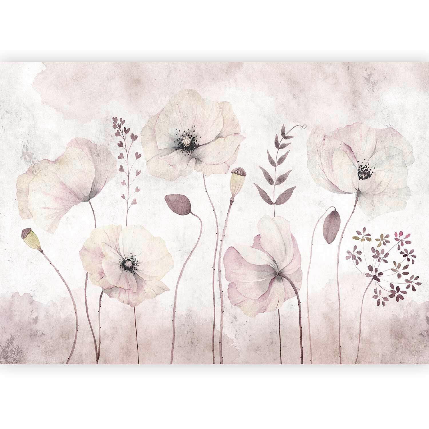 Fotótapéta Floral Moment - krémszínű/ibolya, Lifestyle, textil (300/210cm) - artgeist
