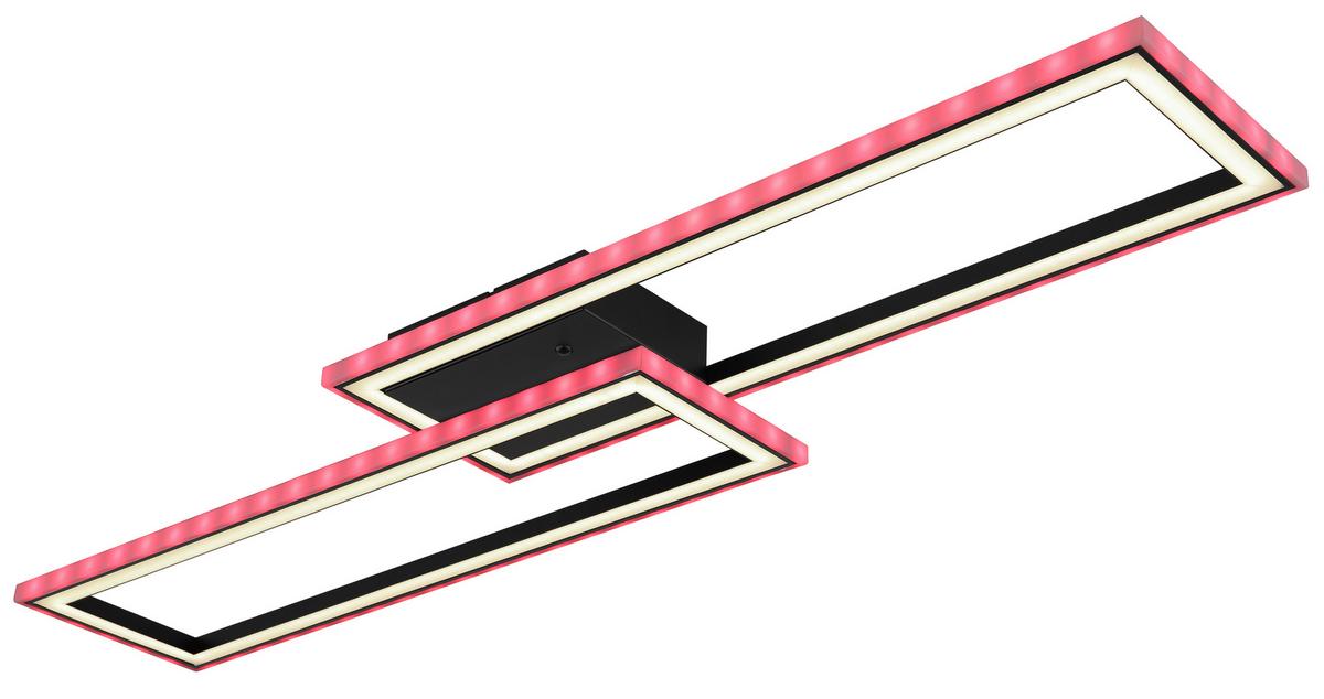 LED-DECKENLEUCHTE 67365 - Opal/Schwarz, Design, Kunststoff/Metall (94,5/24/5,5cm) - Globo