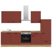 Küchenleerblock Easytouch Low o. Geräte Rot - Eichefarben/Rot, MODERN, Holzwerkstoff/Metall (300cm) - Nobilia
