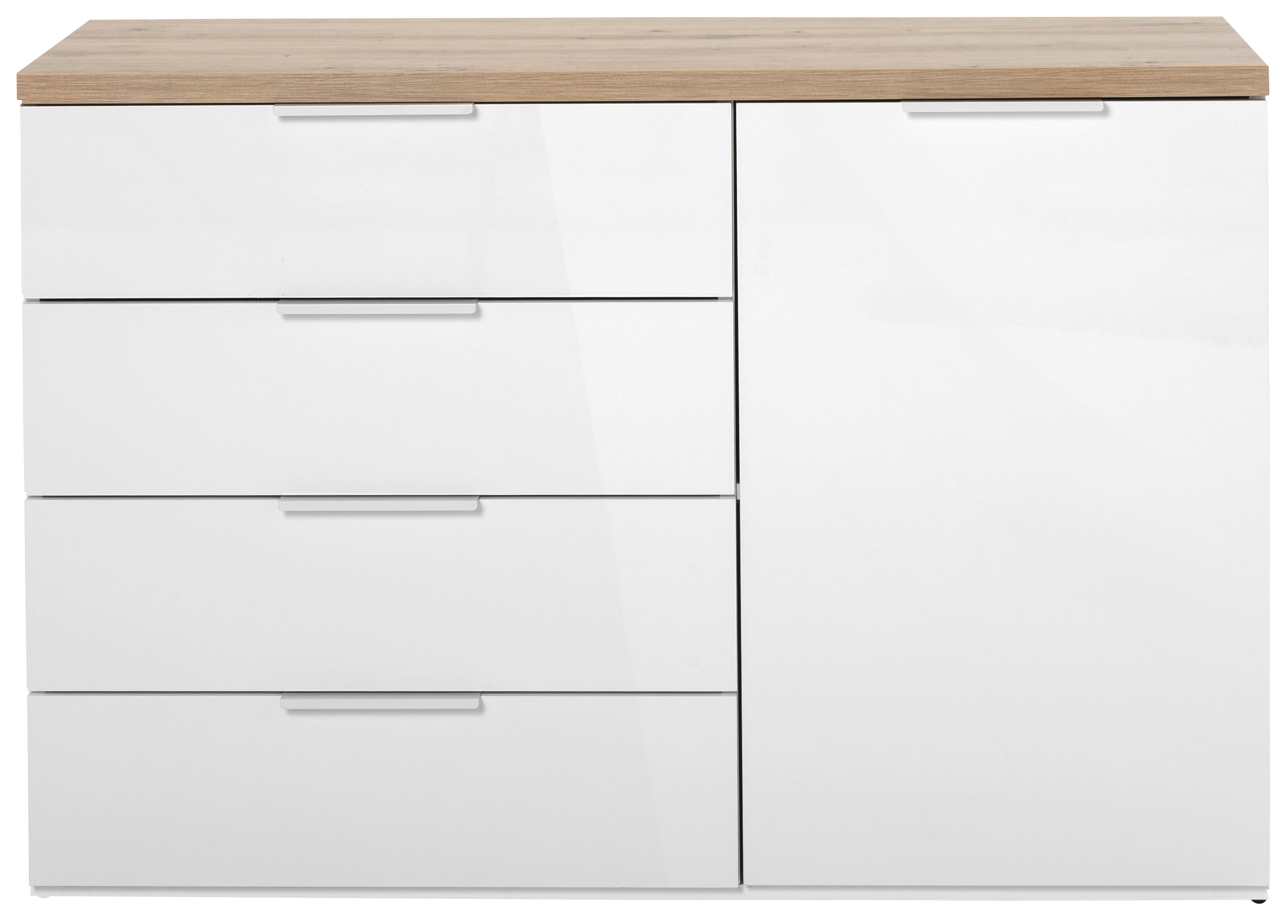 KOMODA MUNDI - biały wysoki połysk/biały, Basics, materiał drewnopochodny/tworzywo sztuczne (120/83/44cm) - Carryhome