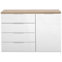 KOMODA MUNDI - biały wysoki połysk/biały, Basics, materiał drewnopochodny/tworzywo sztuczne (120/83/44cm) - Carryhome