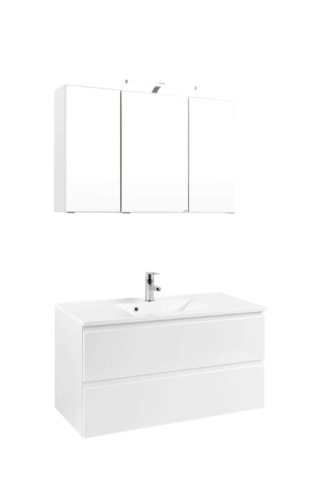 Badezimmer Cardiff ca. 100 cm Weiß mit LED - Weiß, Design, Holzwerkstoff (100cm) - Held