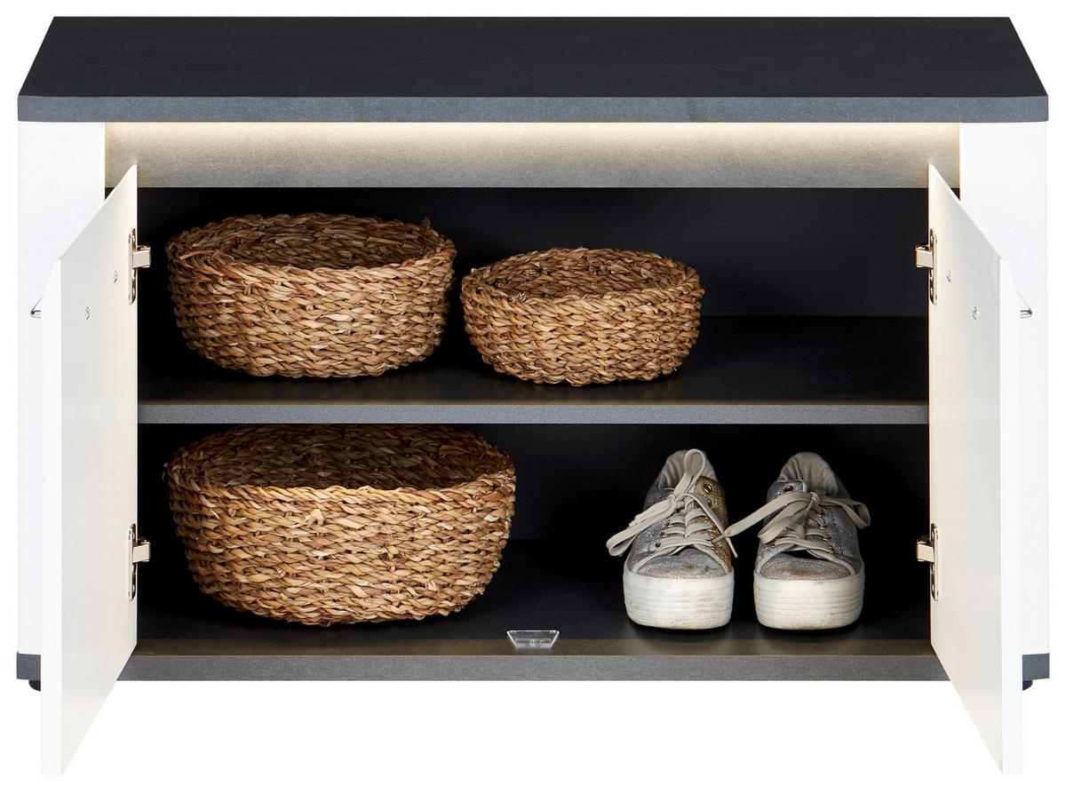 Bancă pentru hol Alassio - alb, Modern, material pe bază de lemn (85/51,5/37,6cm) - Modern Living