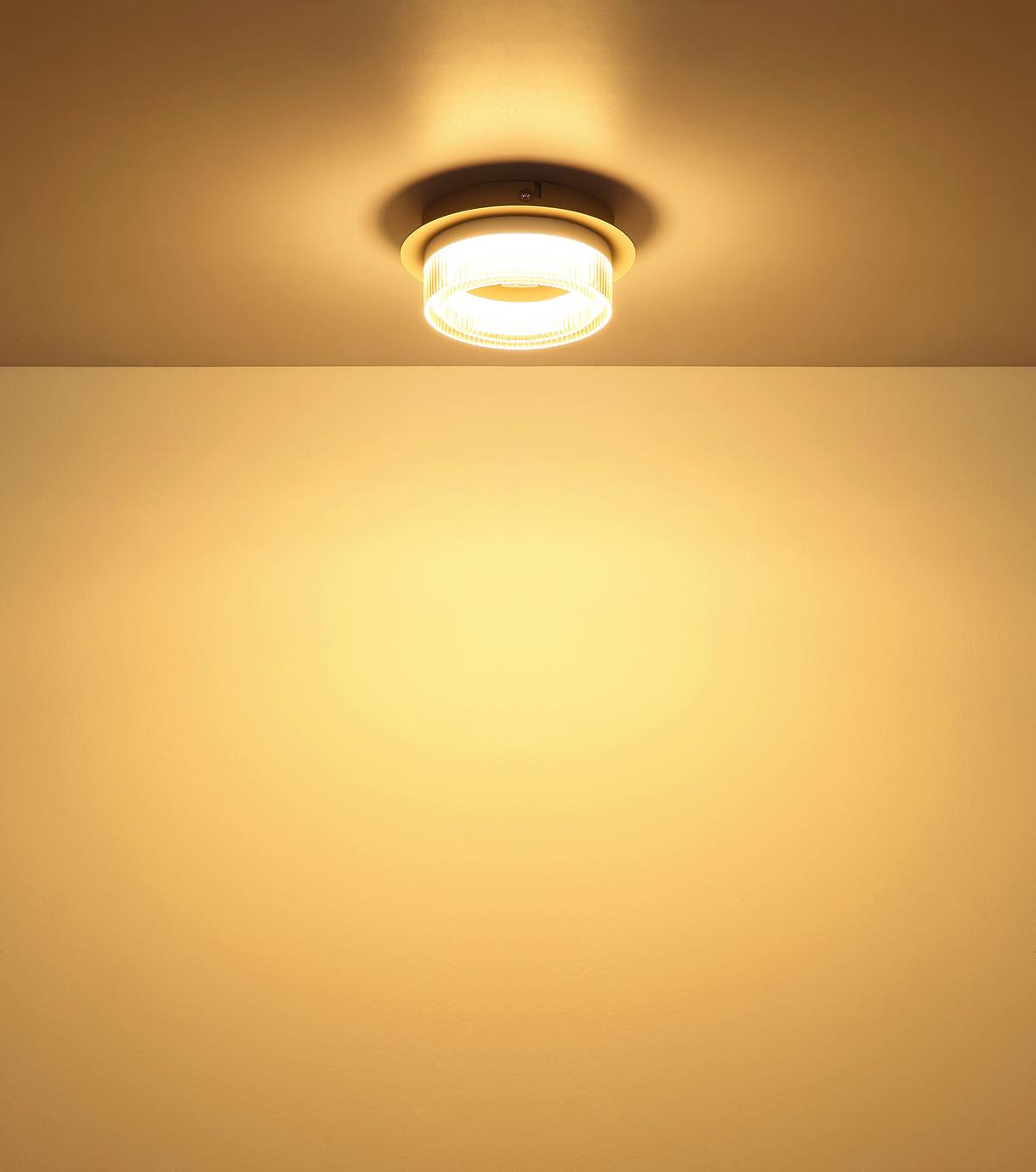 Led Stropna Svjetljka Zara - bijela/boje pijeska, Design, metal/plastika (16/7cm) - Globo