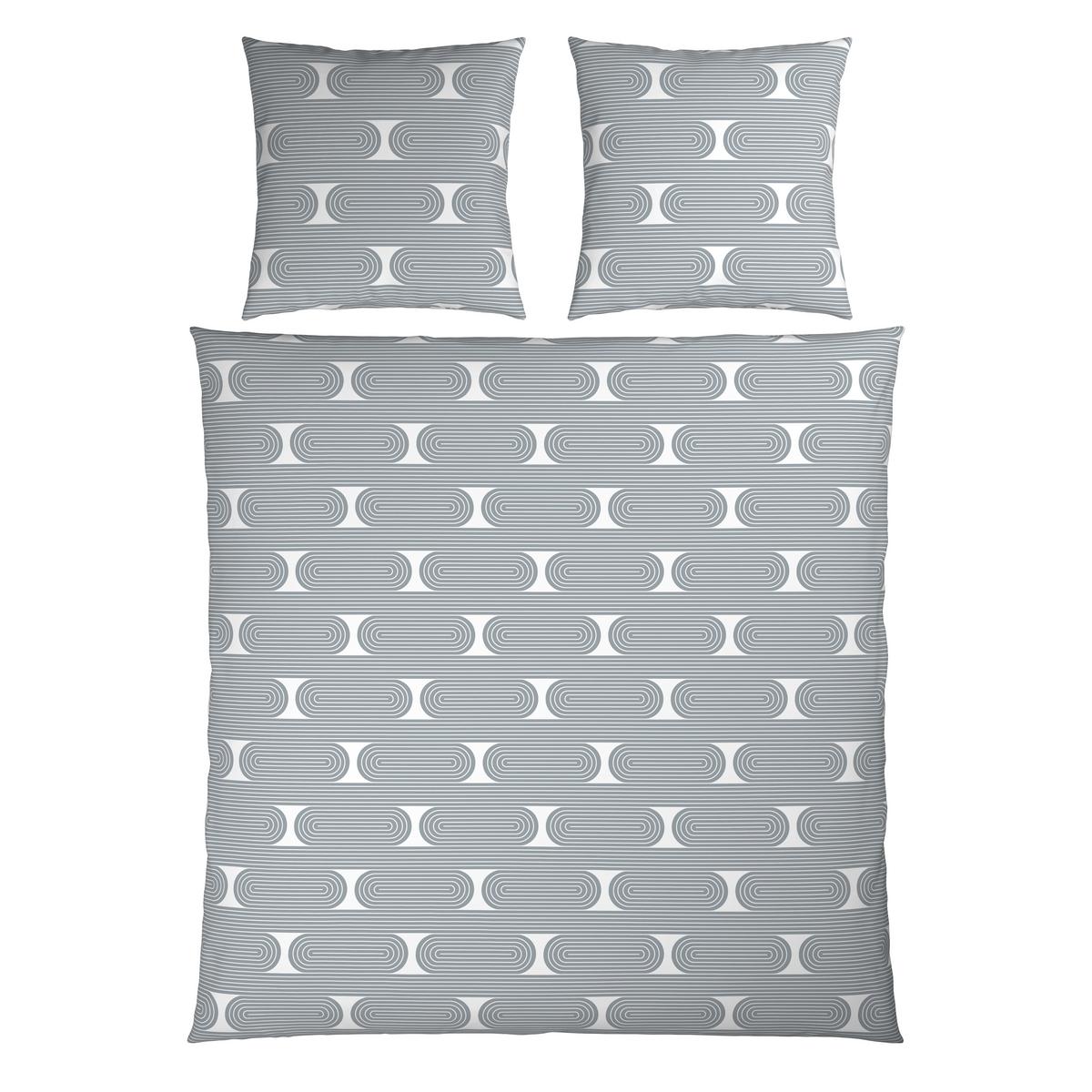 Bettwäsche Retro XXL Weiß/Blau ca. 200x200cm - Blau/Weiß, MODERN, Textil (200/200cm) - Mömax