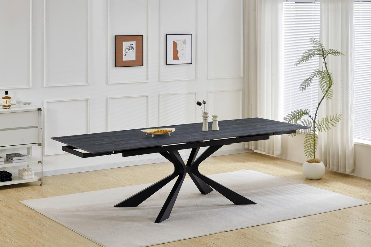 Raztegljiva Miza Hamar, Črna, 180-260x90 - črna, Moderno, kamen/kovina (180-260/90/76cm) - P & B