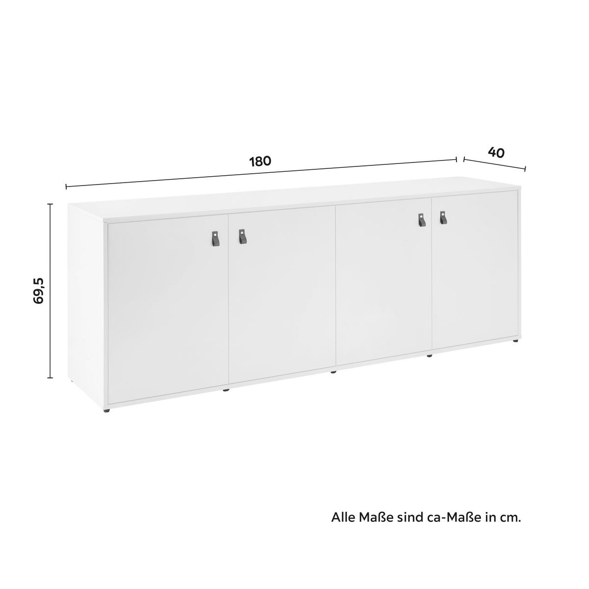 Comodă cu uși MICK - alb, Modern (180/69,5/40cm) - Bessagi Home